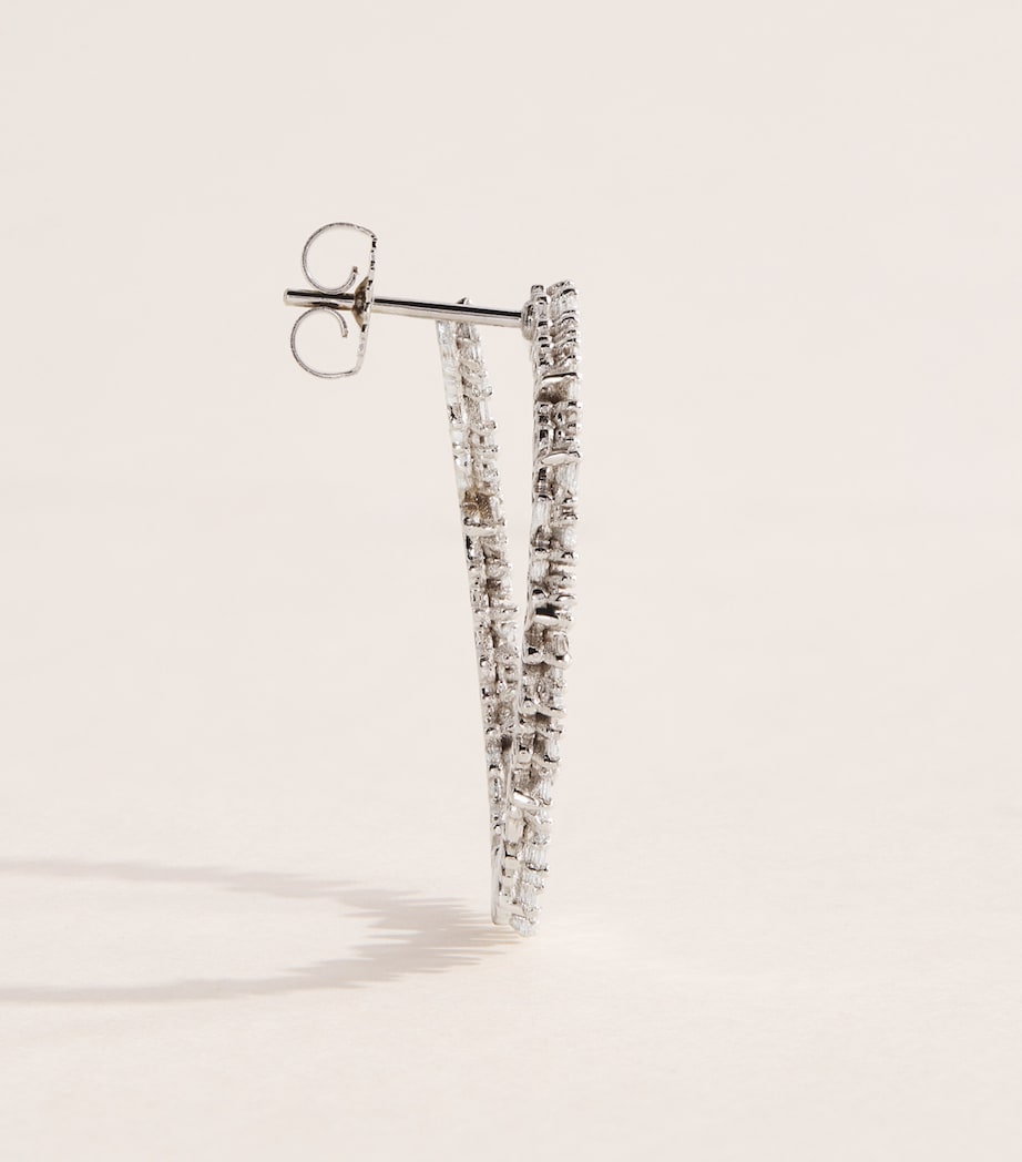 Suzanne Kalan White Gold and Diamond Sideways Hoop Earrings Wg/wd Image 3