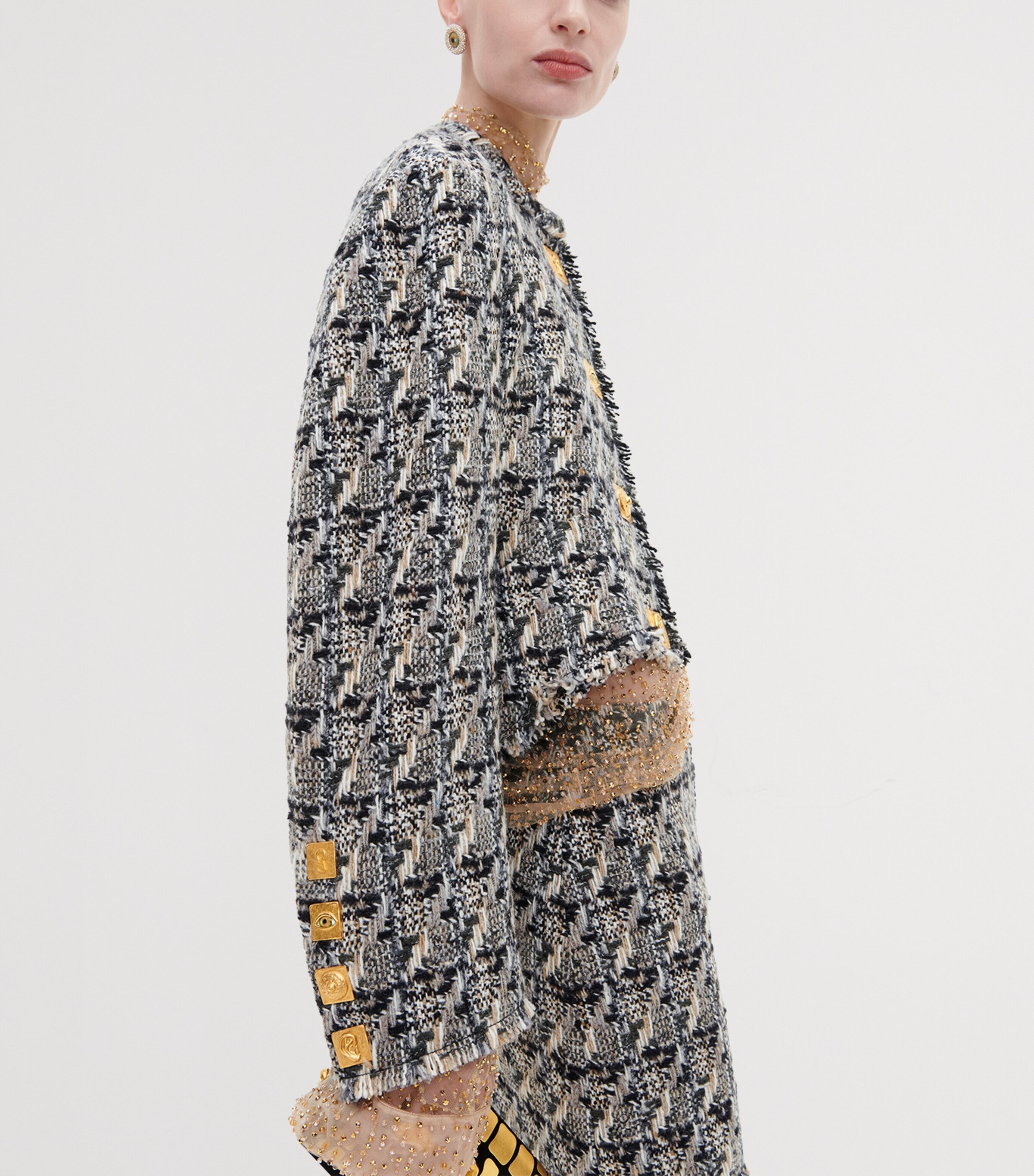 Schiaparelli Womens Tweed Cropped Jacket Multicolor Image 4
