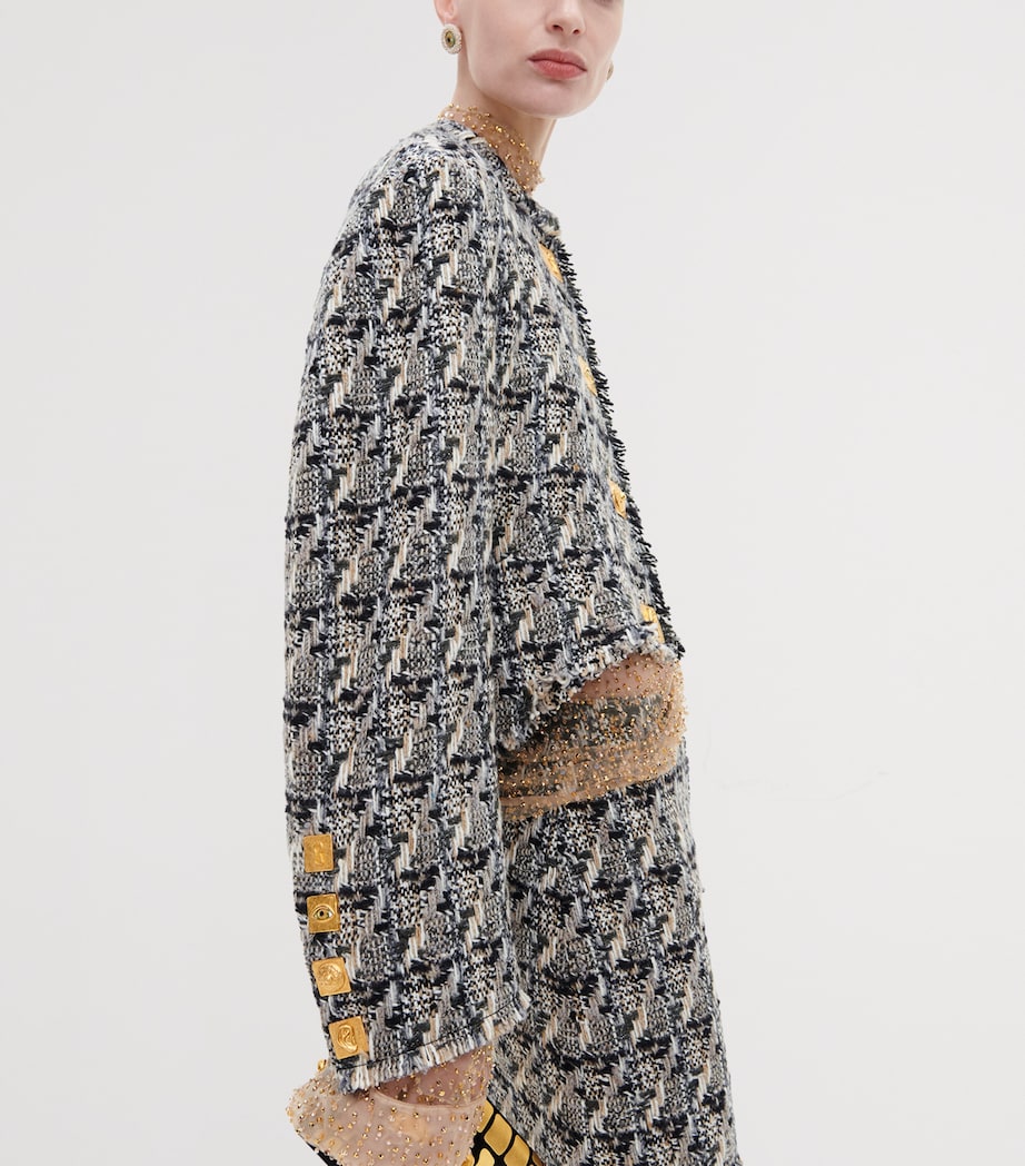 Schiaparelli Womens Tweed Cropped Jacket Multicolor Image 4