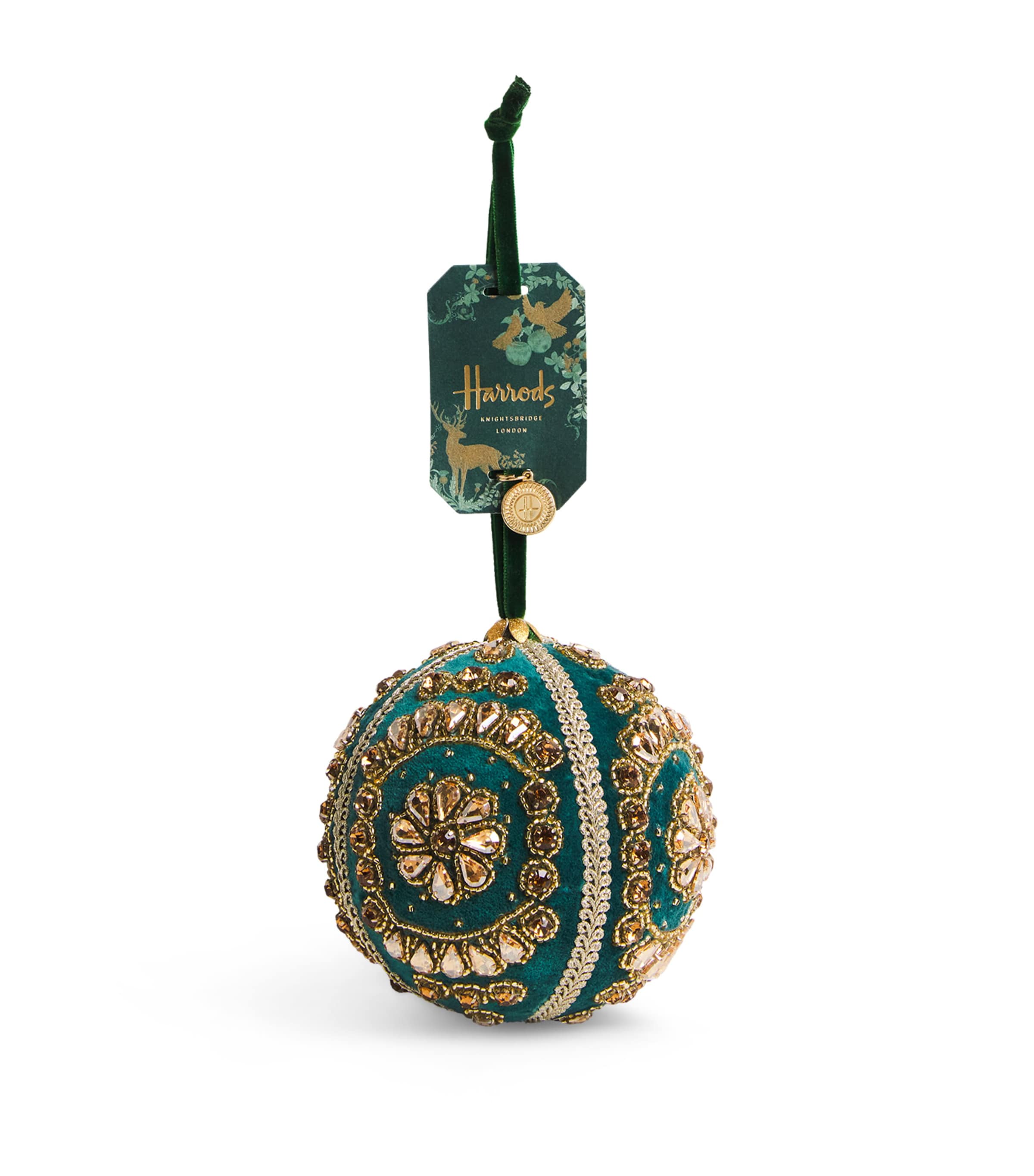 Harrods Velvet Jewelled Bauble In Multi