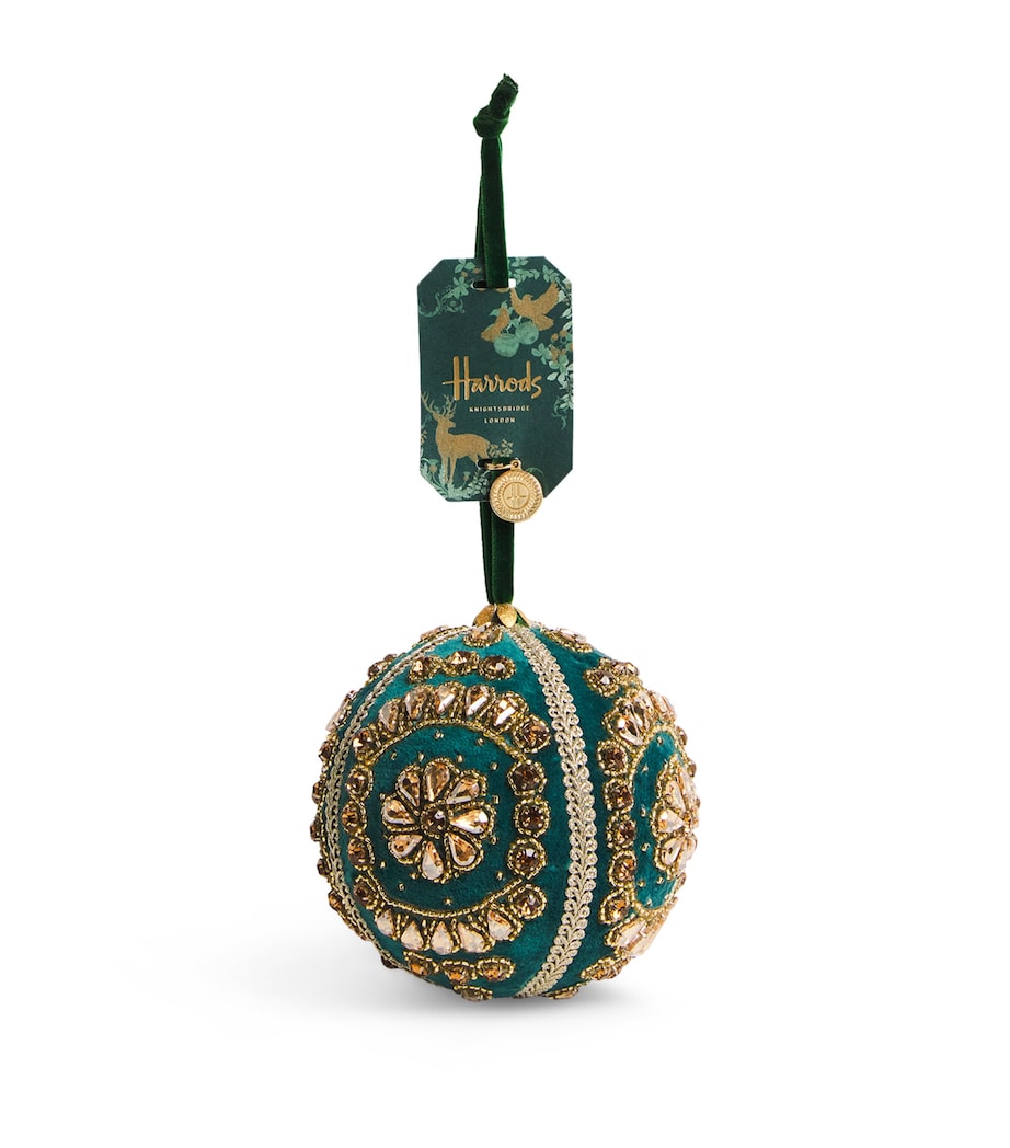 Velvet Jewelled Bauble GREEN Image 1
