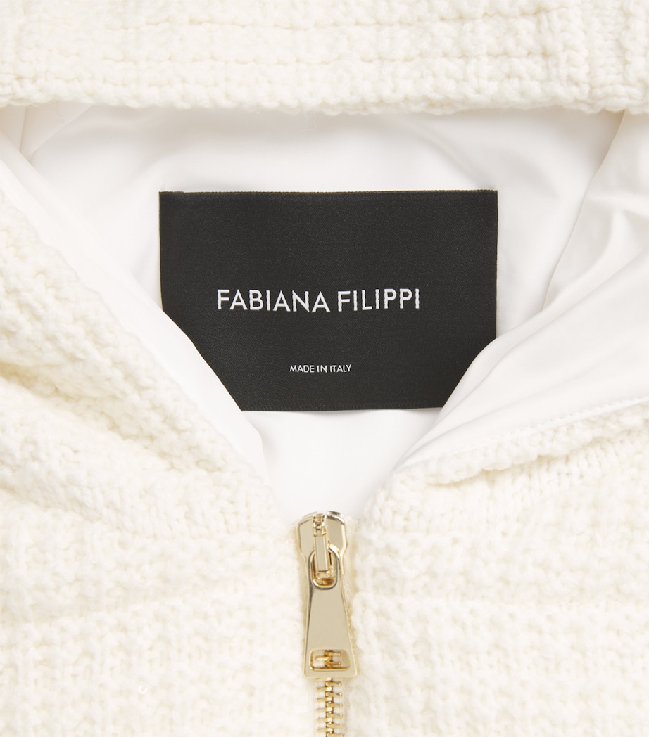 Wool-Silk-Cashmere-Blend Hooded Gilet 0142 BIANCO Image 5