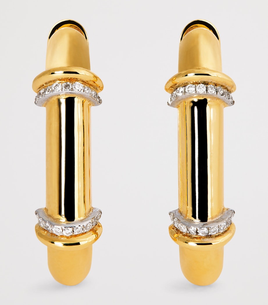 Yellow Gold and Diamond Lot N*93 Buoy Lock Earrings YELLOW GOLD Image 3