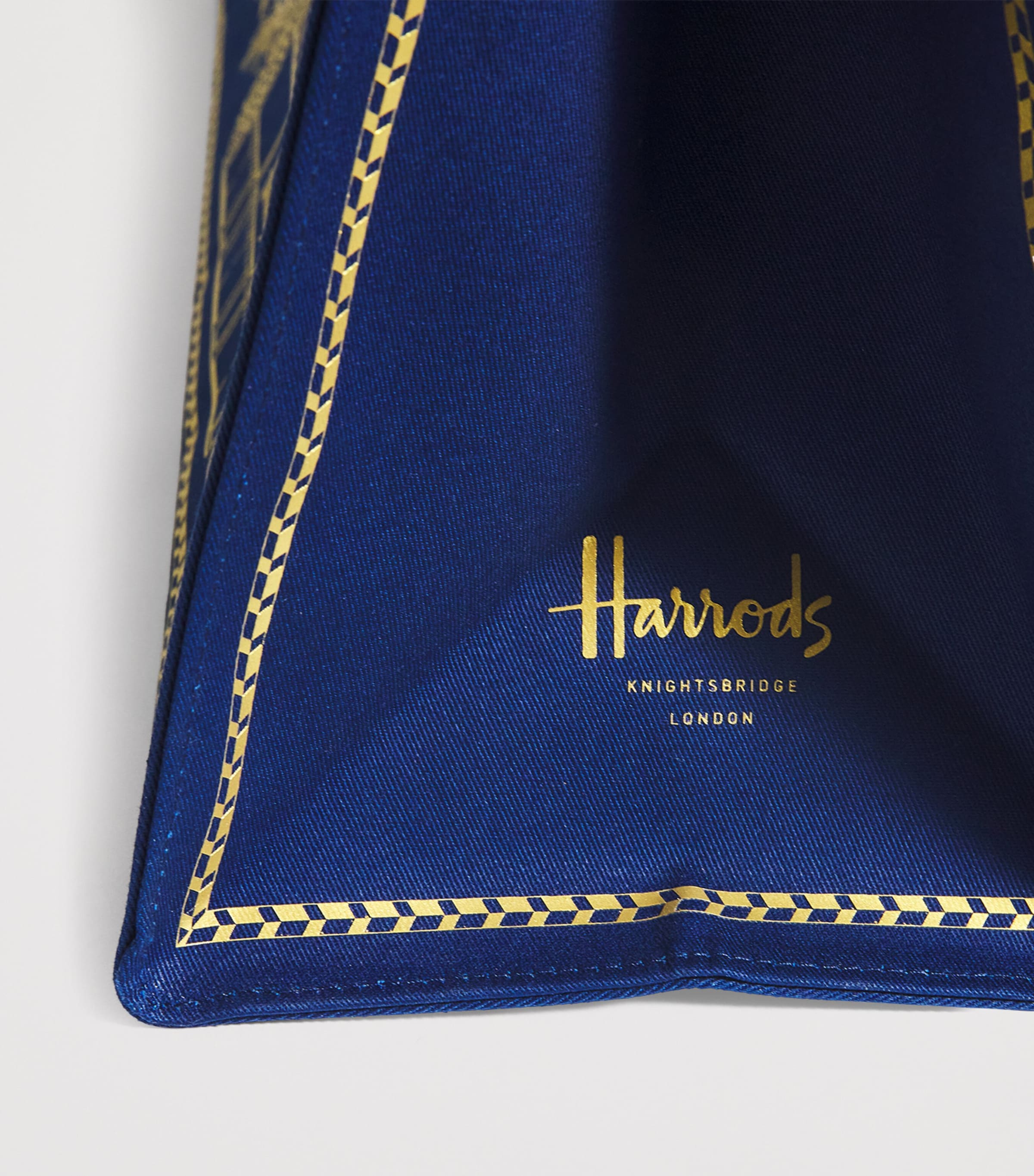 Harrods Gold Building  Shopper Bag Navy Image 4