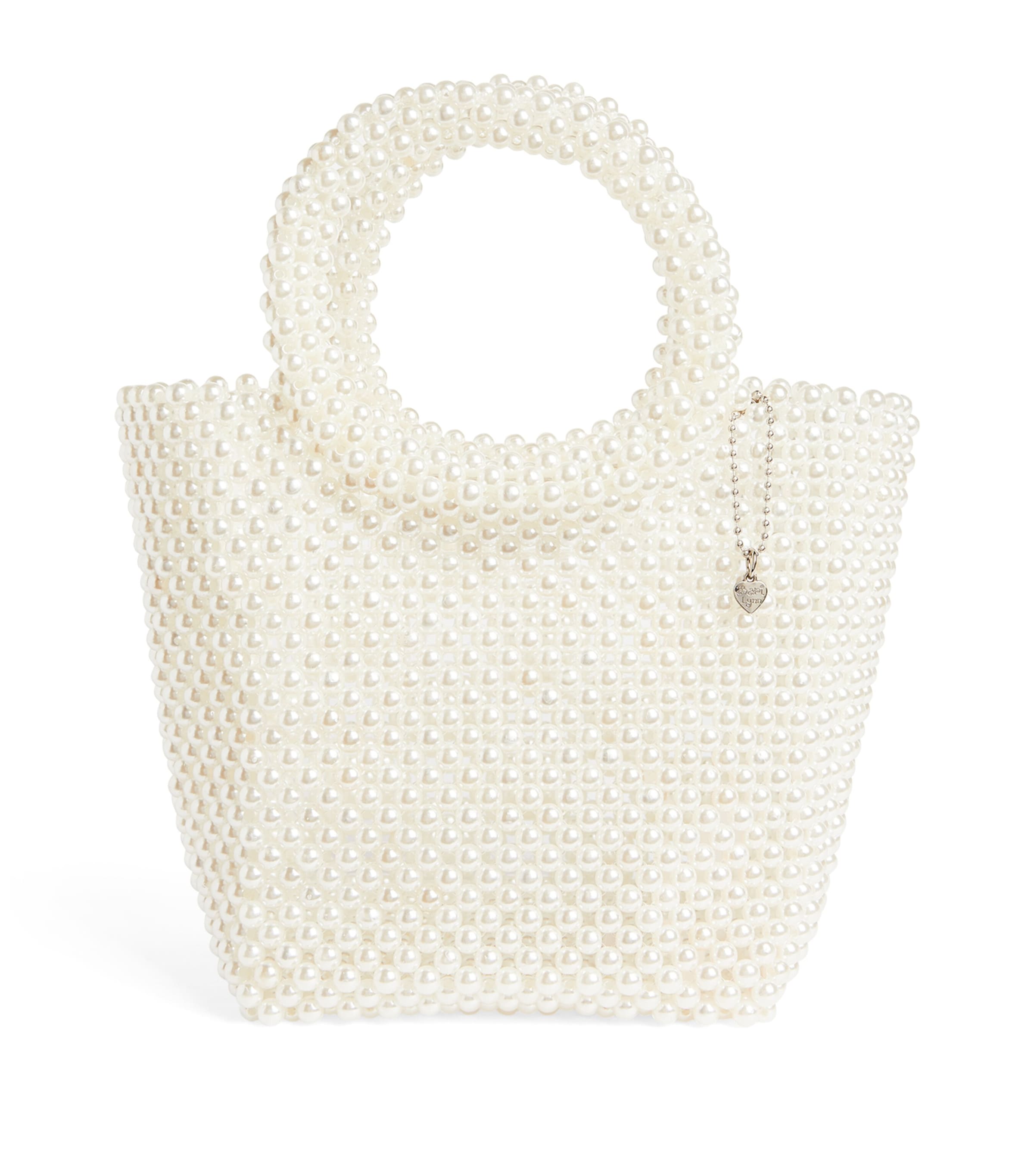 Bari Lynn Kids' Faux Pearl Round-handled Bag In White