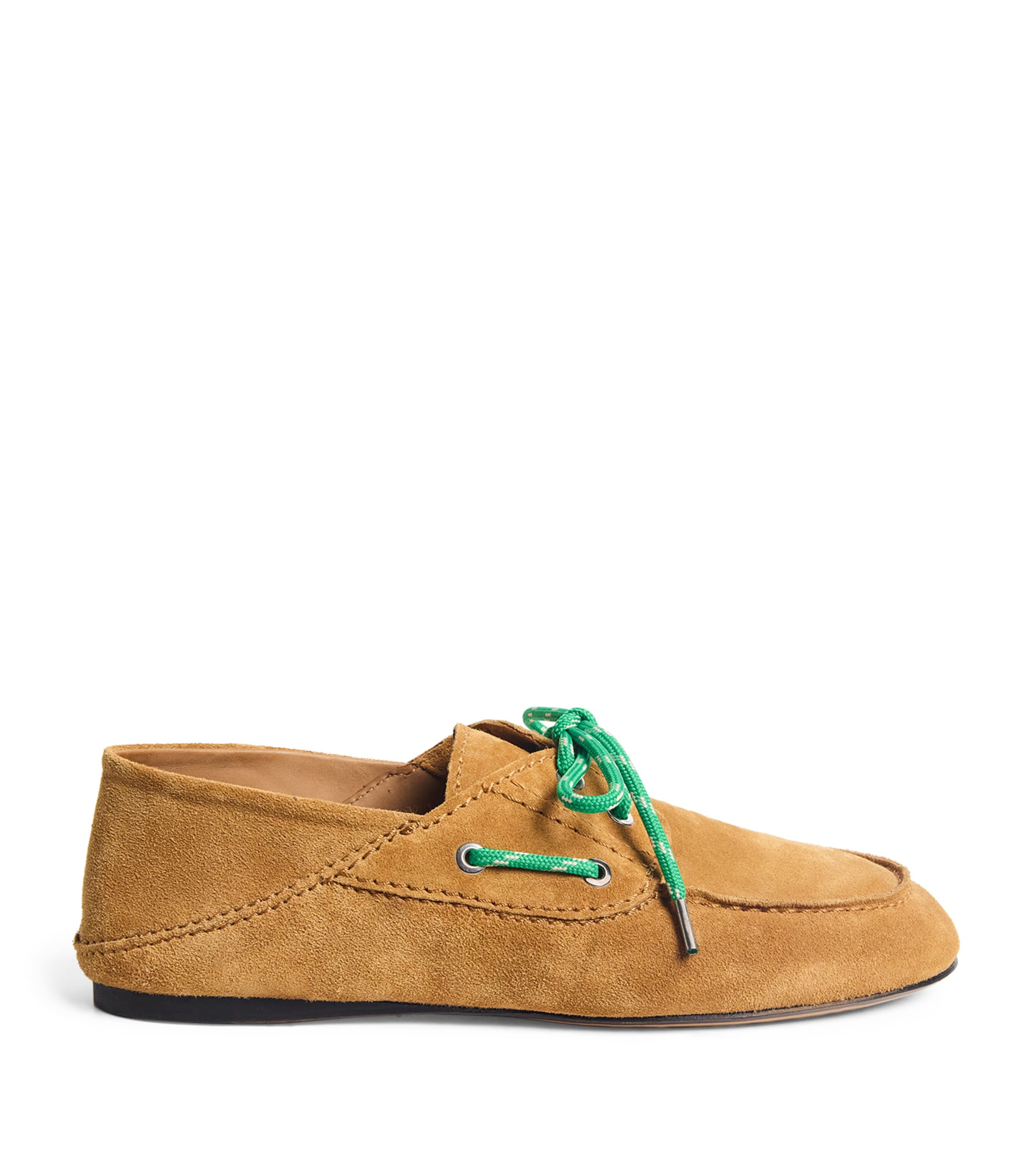 Sandro Womens Naturels Contrast-lace Suede Boat Shoes In Beige