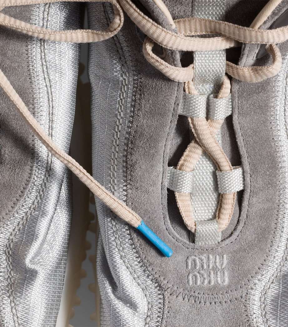Miu Miu Technical Fabric & Suede Bubble Sneakers Grey Image 4