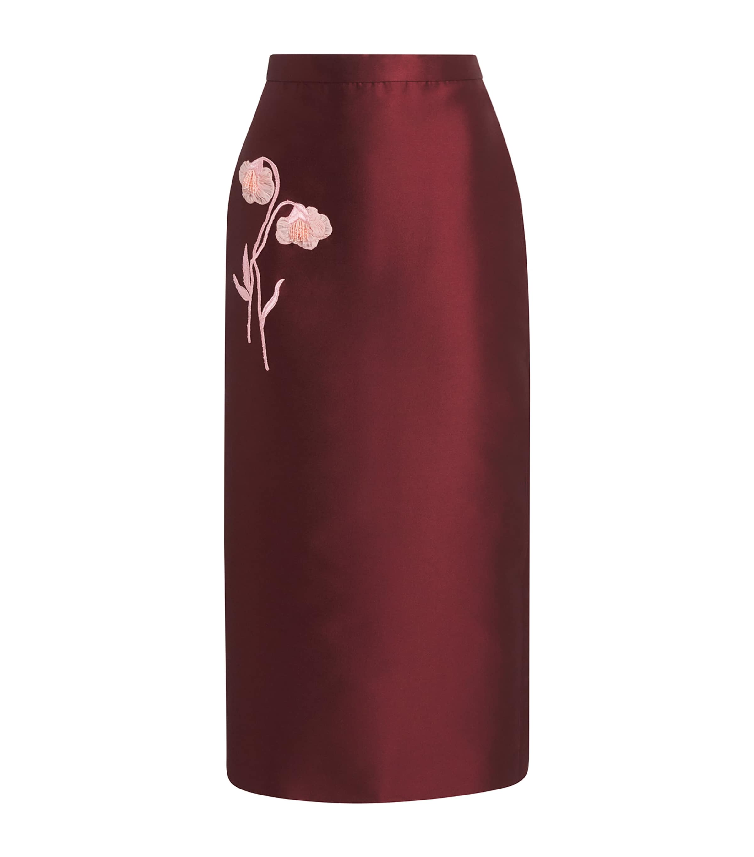 Erdem Womens Mikado Embroidered Midi Skirt Bordeaux Image 1