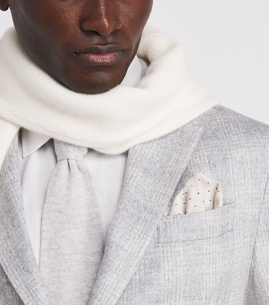 Eleventy Cotton-Wool Geometric Pocket Square Moro E Avorio Image 2