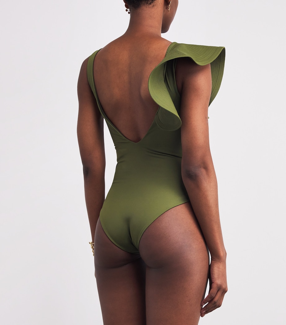 One-Shoulder Boleros Swimsuit GREEN Image 3