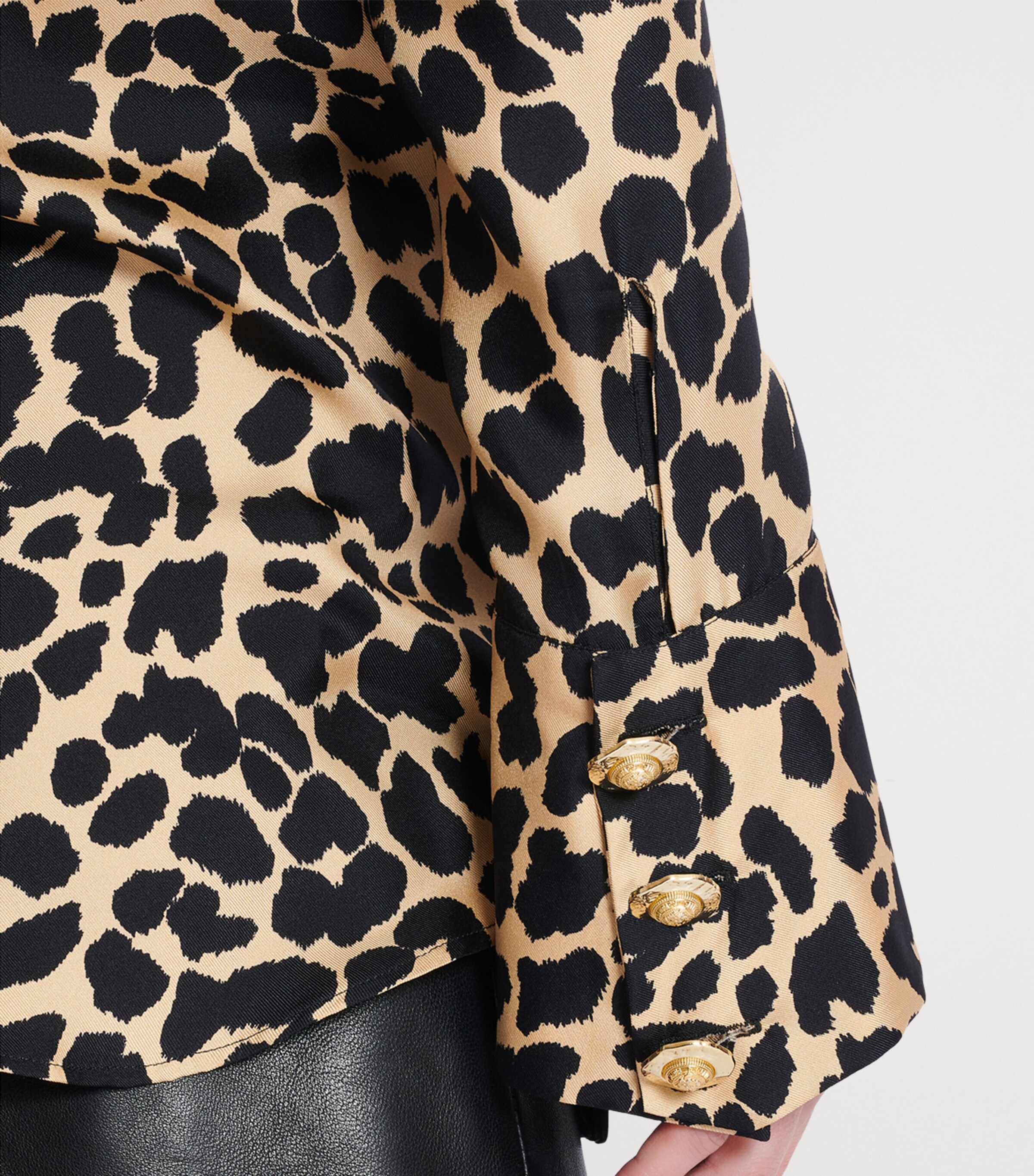Silk Leopard Ruffled Shirt GBA BEIGE/NOIR Image 8