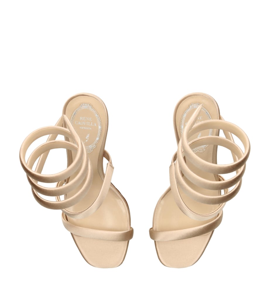 René Caovilla Satin Cleo Heeled Sandals 105 Beige Image 4