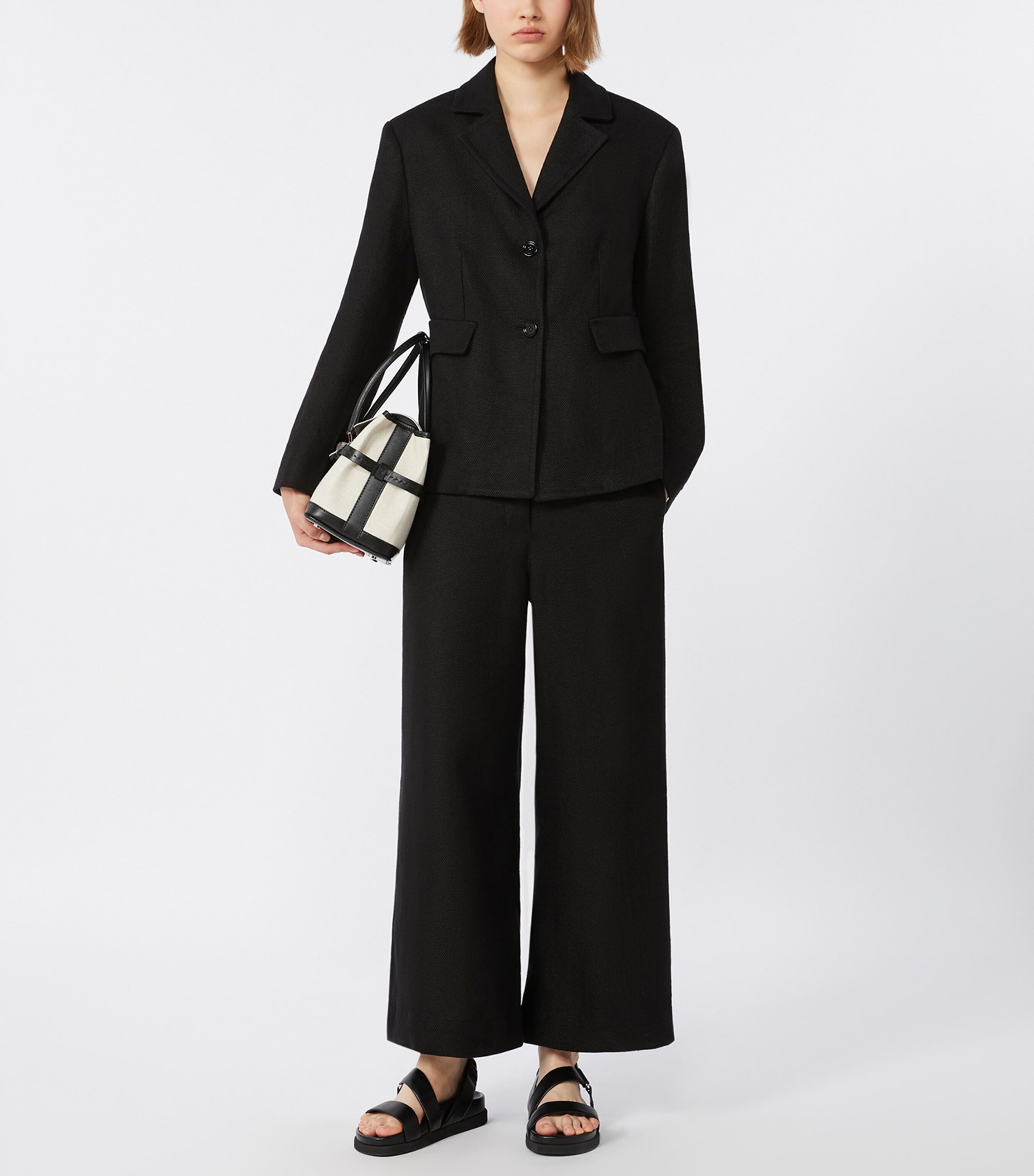 Linen-Blend Abissi Culottes BLACK Image 4