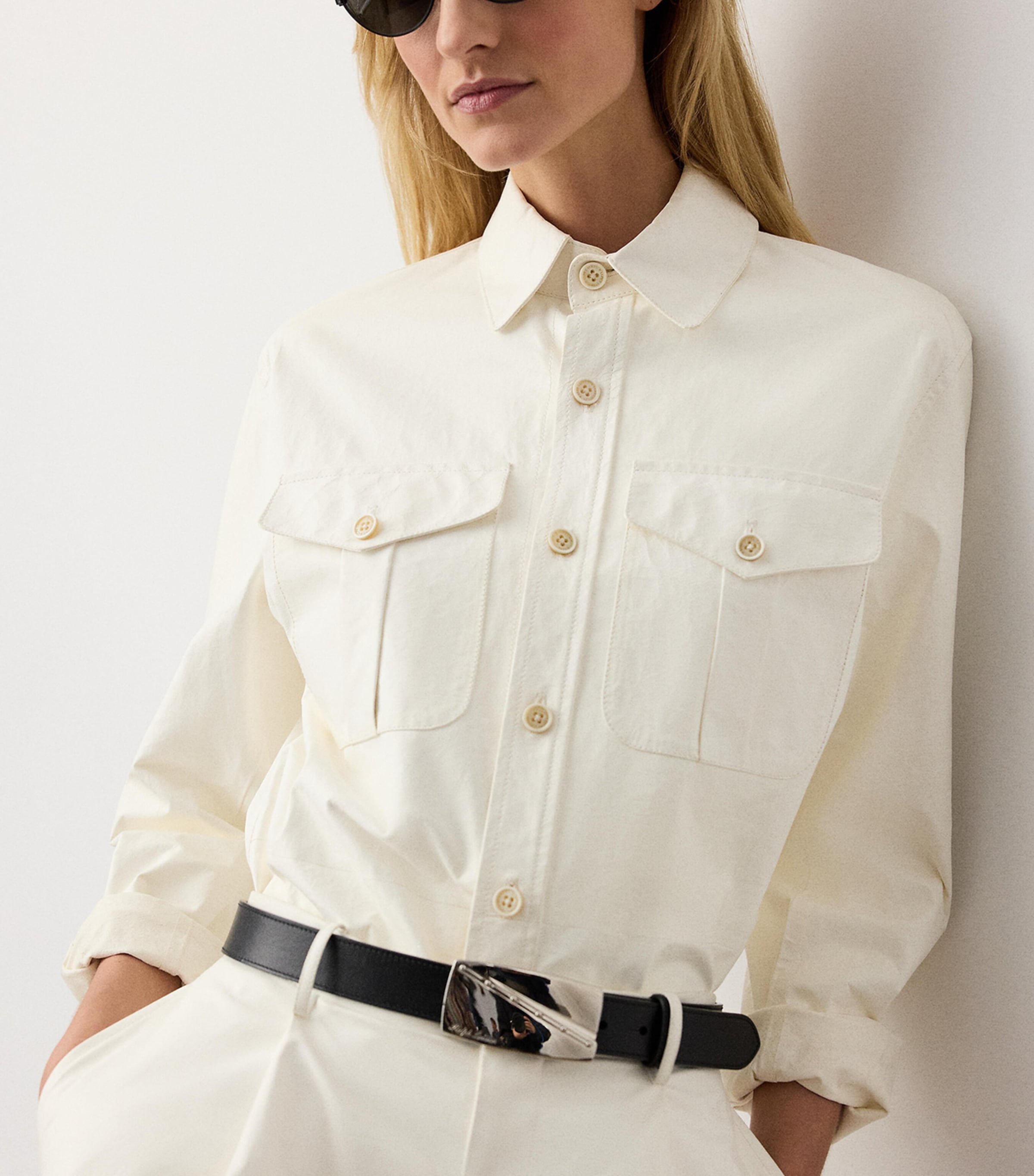 Ralph Lauren Collection Womens Suede Landry Oversized Shirt Cream Image 5