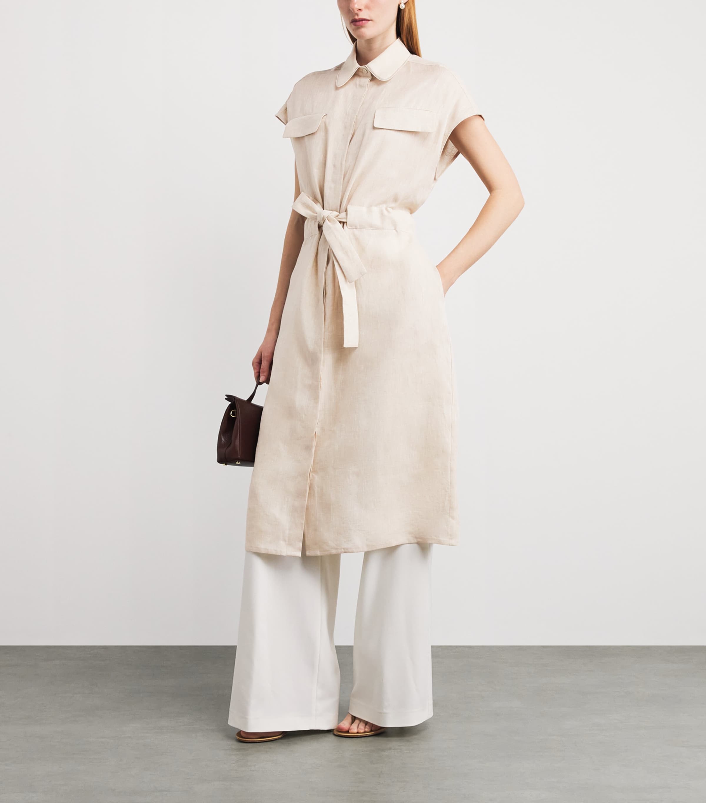 Fabiana Filippi Womens Linen Safari Midi Dress Naturale Image 2