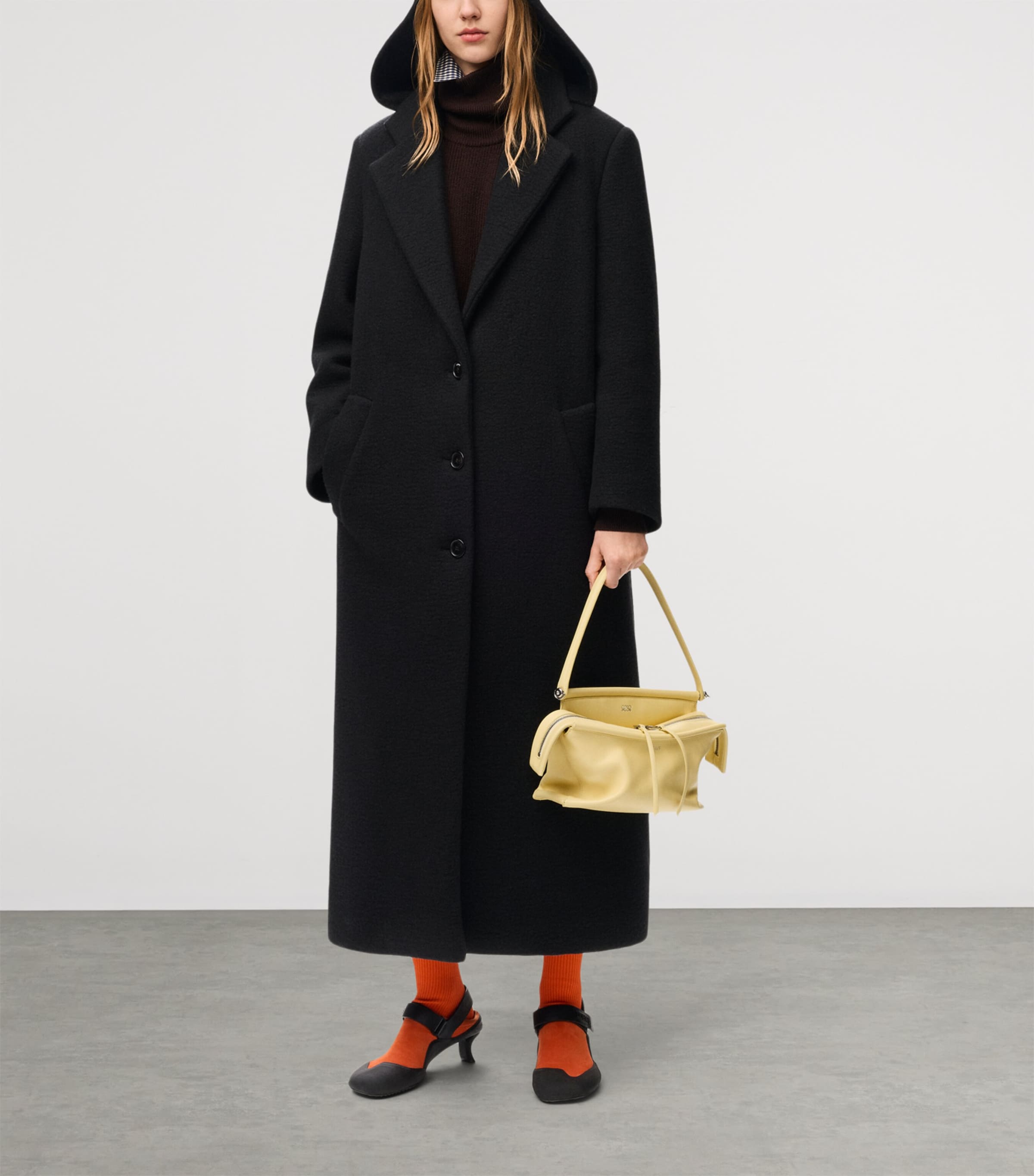 LOEWE Black Cashmere Hooded Coat | Harrods US
