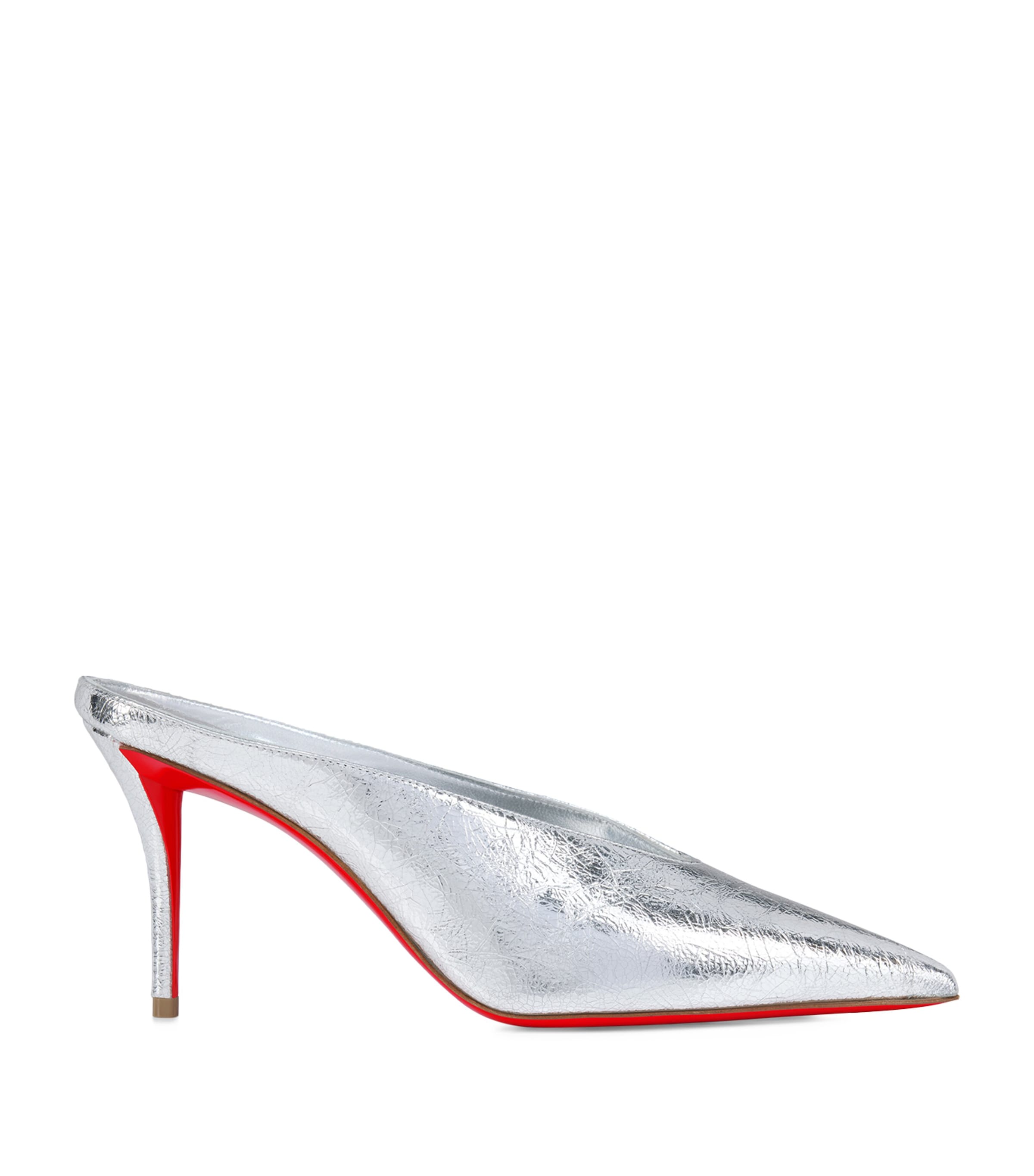 Christian Louboutin Miss Z 80mm Metallic Leather Mules In Metallic