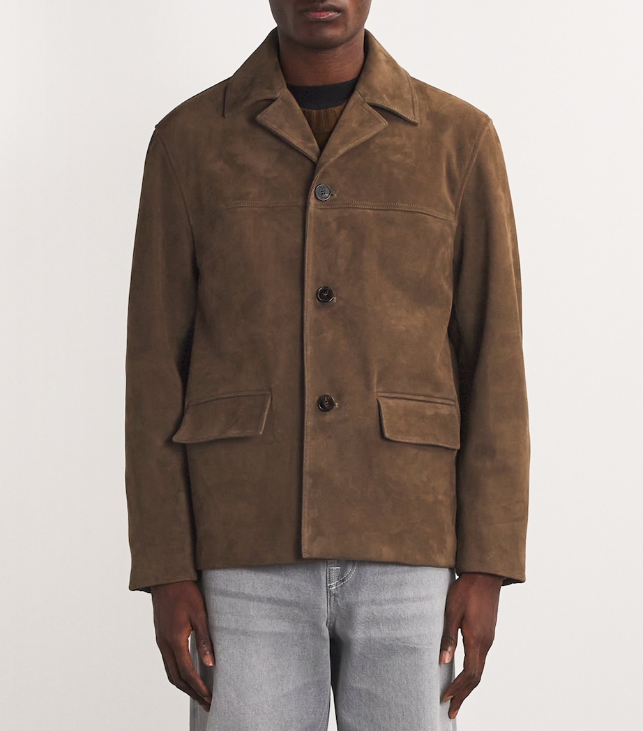 Suede Button-Up Jacket DARK CAMEL Image 3