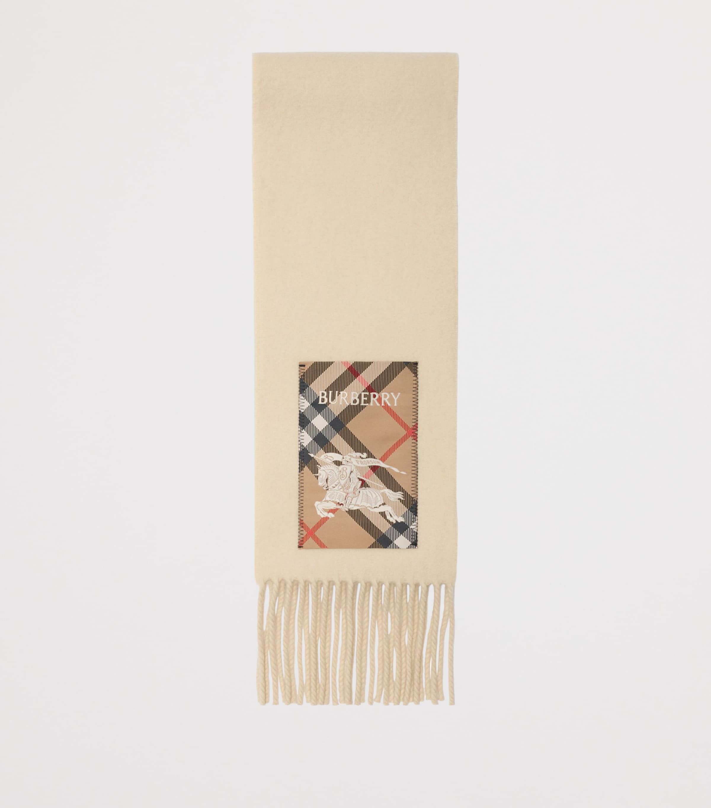 Cashmere Check Patch Scarf NUTMEG Image 2