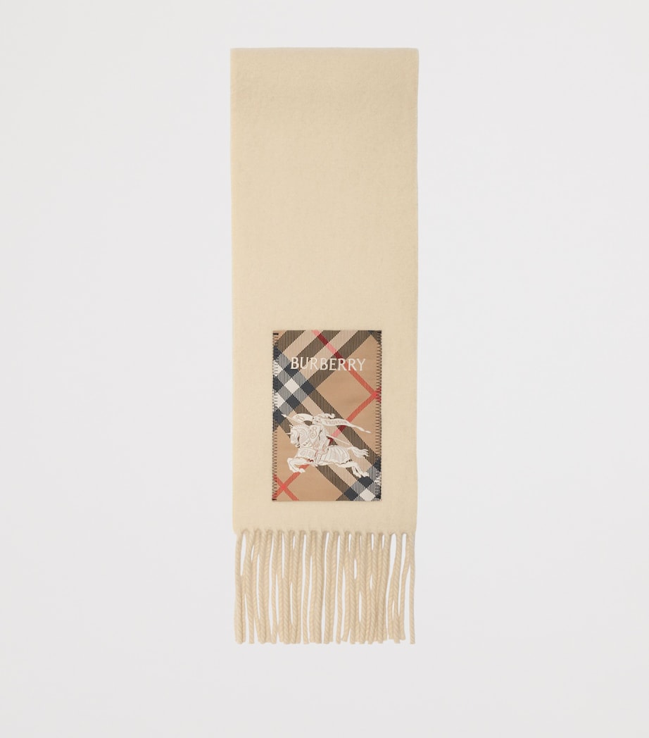 Cashmere Check Patch Scarf NUTMEG Image 2