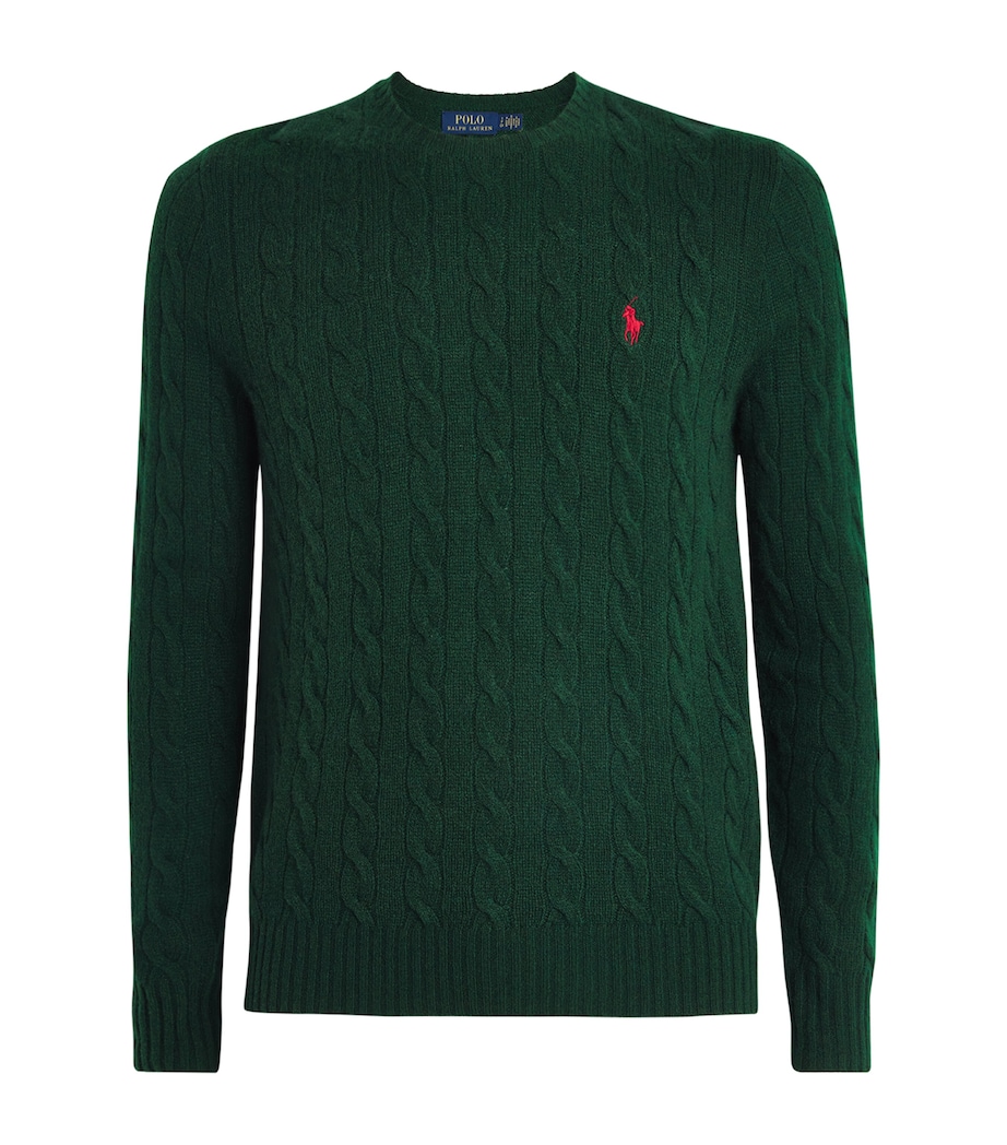 Polo Ralph Lauren Mens Wool-Cashmere Cable-Knit Sweater Green Image 1