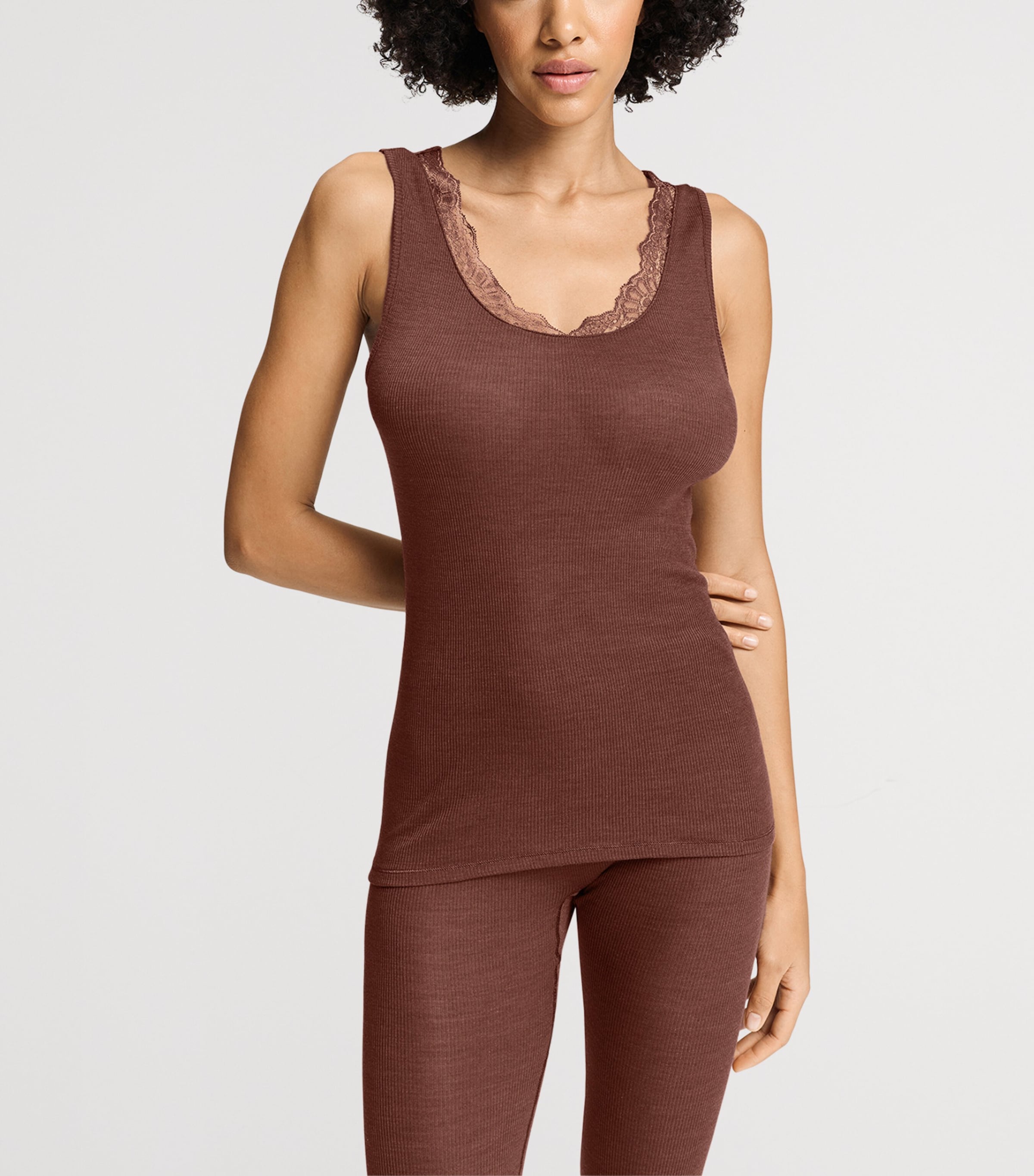 Hanro Womens Wool-Silk Tank Top Cinnamon Image 4