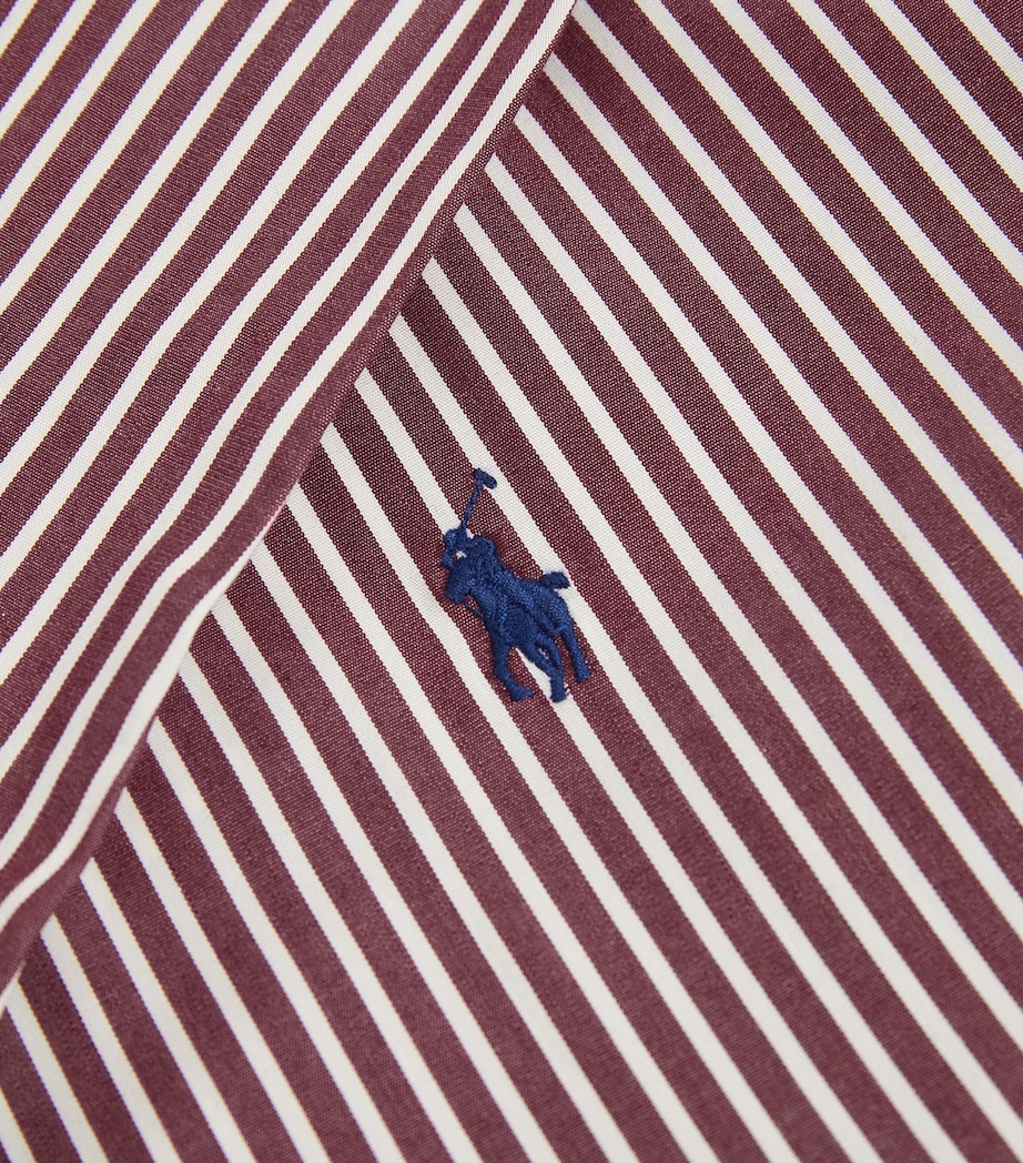 Cotton Polo Pony Stripe Shirt RED Image 5