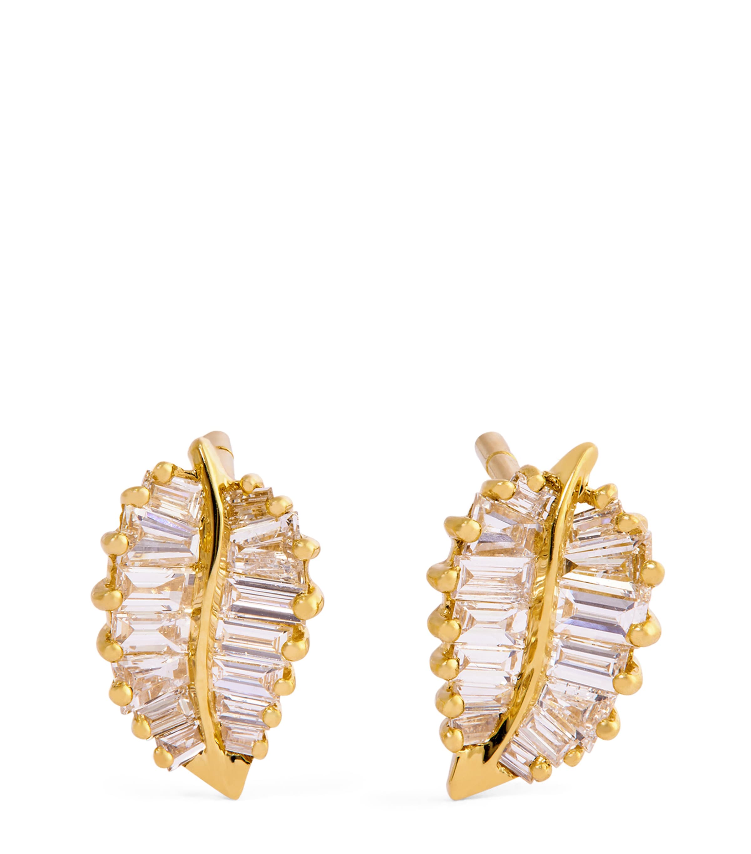 Anita Ko Yellow Gold And Diamond Palm Leaf Stud Earrings In Gold
