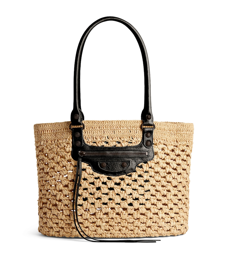 Balenciaga Medium Raffia-Lambskin Le City Basket Bag Image 1