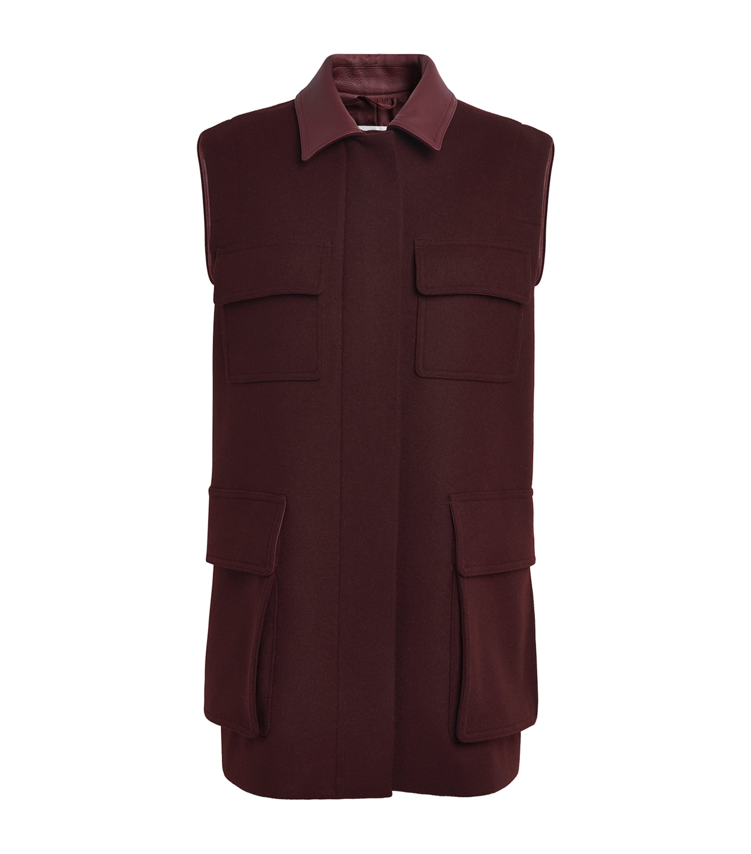 Max Mara Wool-alpaca-cashmere Gilet In Burgundy