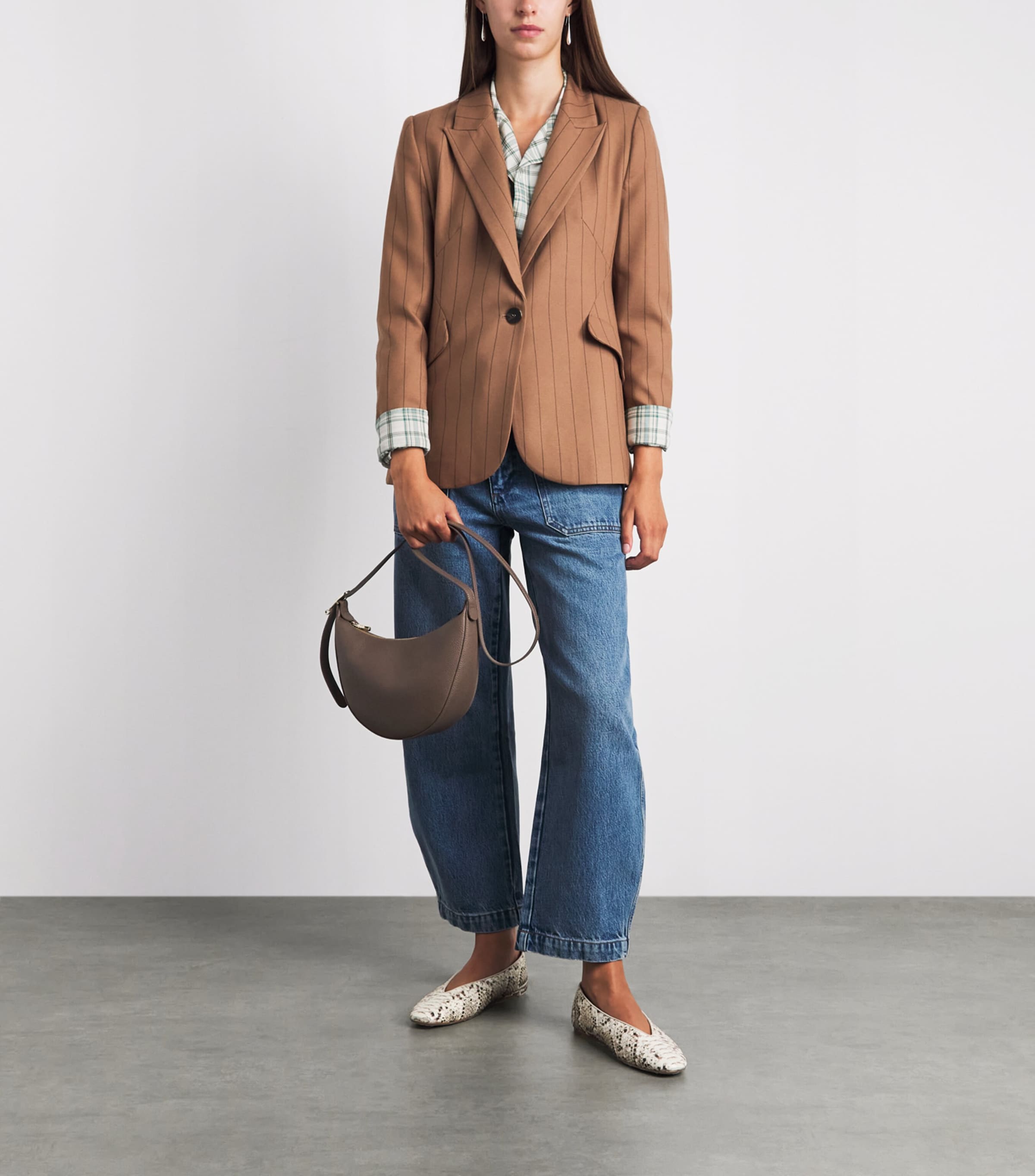 Longchamp Leather Le Foulonné Cross-Body Bag Taupe Image 4
