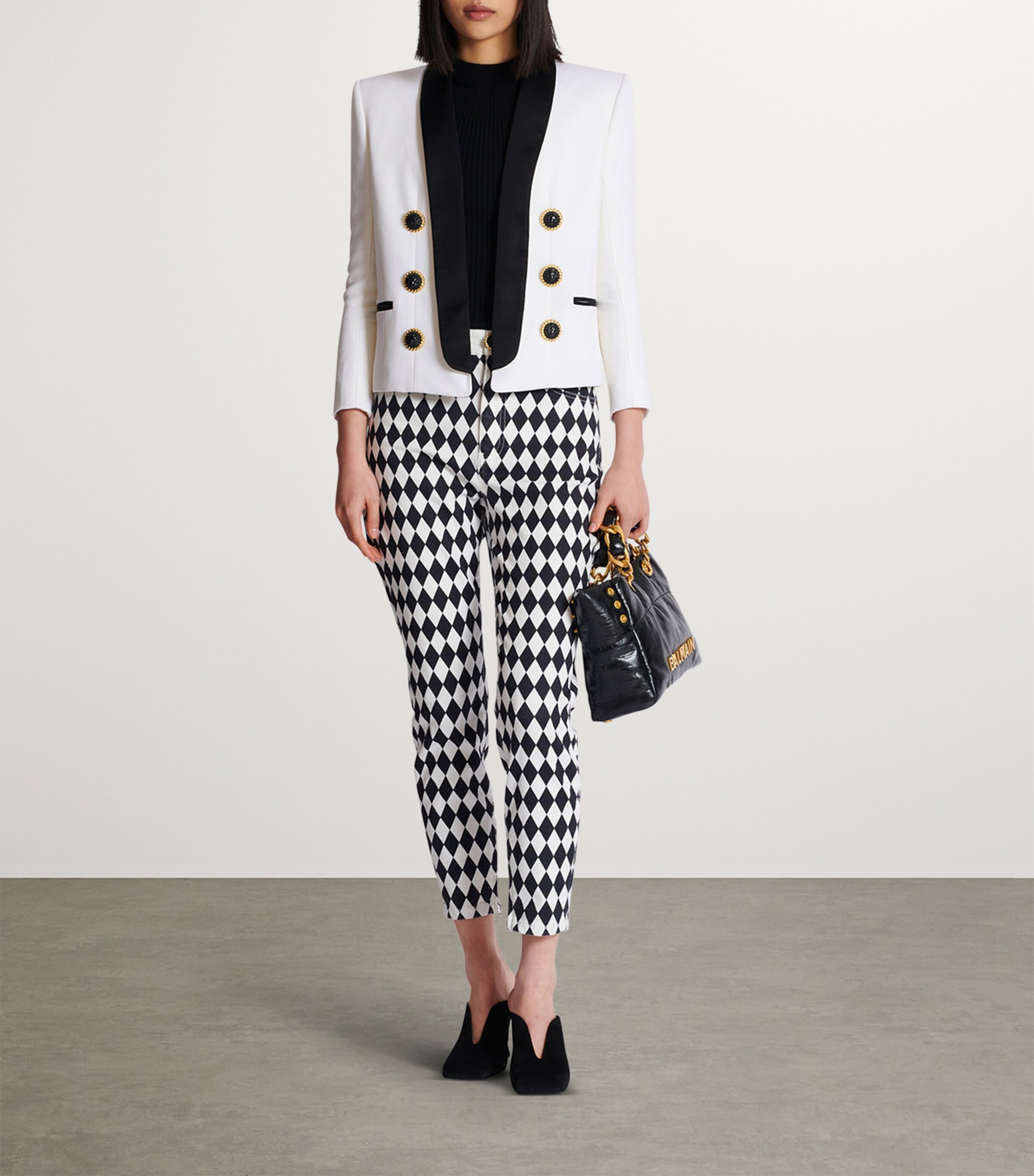 Wool Cropped Blazer GAB BLANC/NOIR Image 3