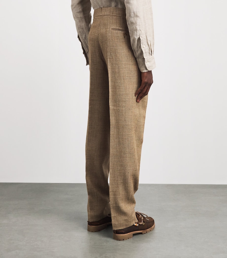 Polo Ralph Lauren Mens Silk-Blend Glen Plaid Trousers Brown/tan Image 5