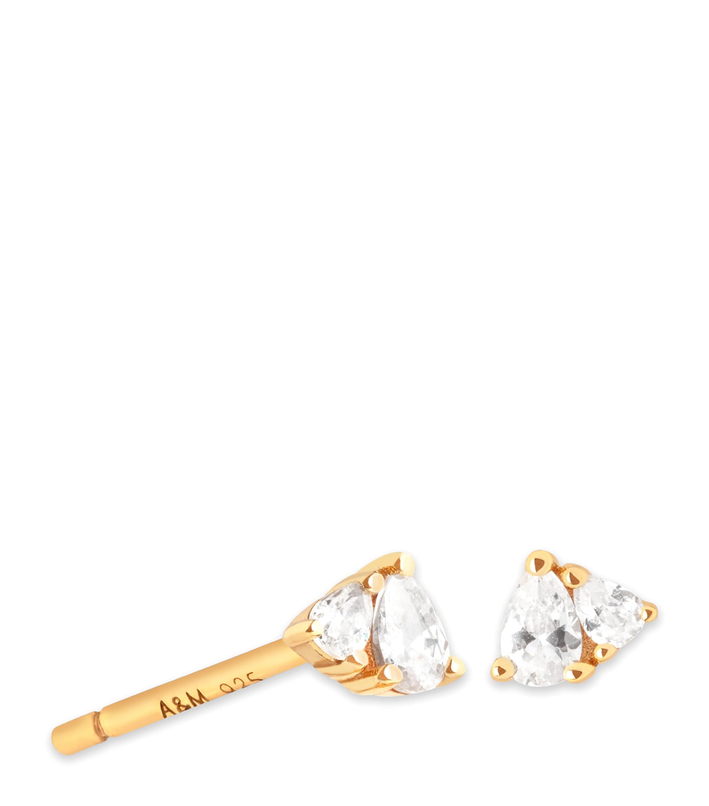 Astrid & Miyu Yellow Gold-plated Pear Cluster Stud Earrings In Gold