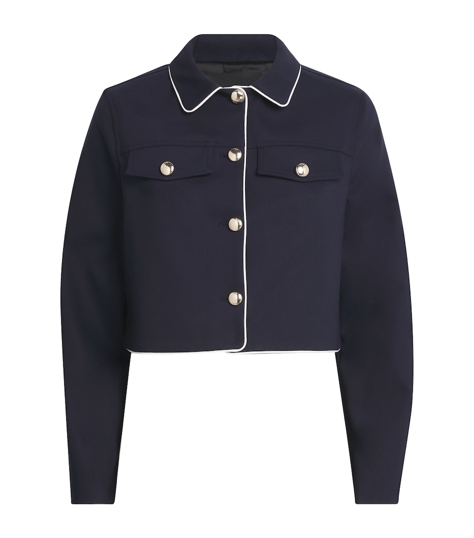 Maje Womens Cotton-Blend Cropped Jacket Navy Image 1