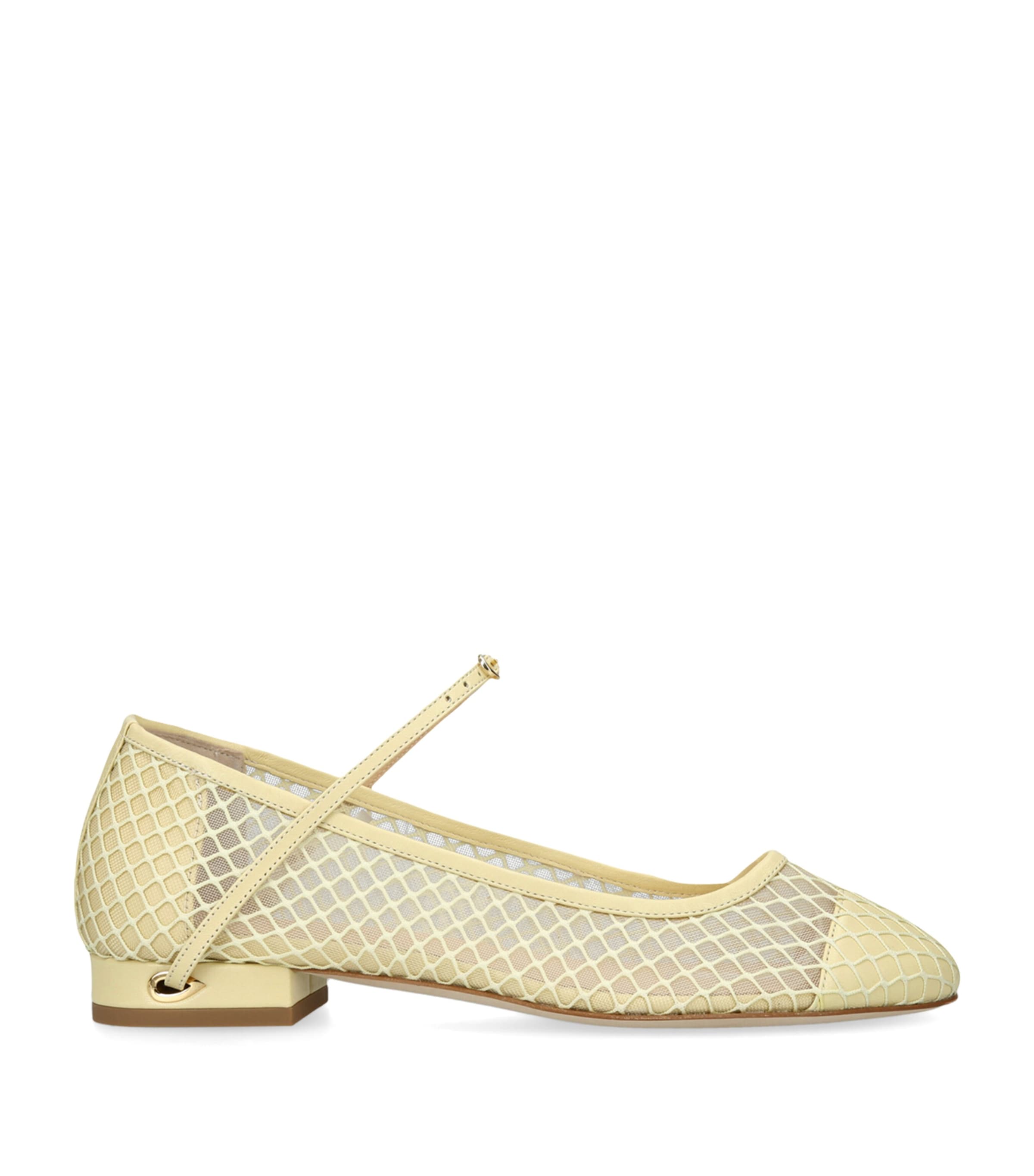 Jennifer Chamandi Mesh Paolo Ballet Flats In Yellow