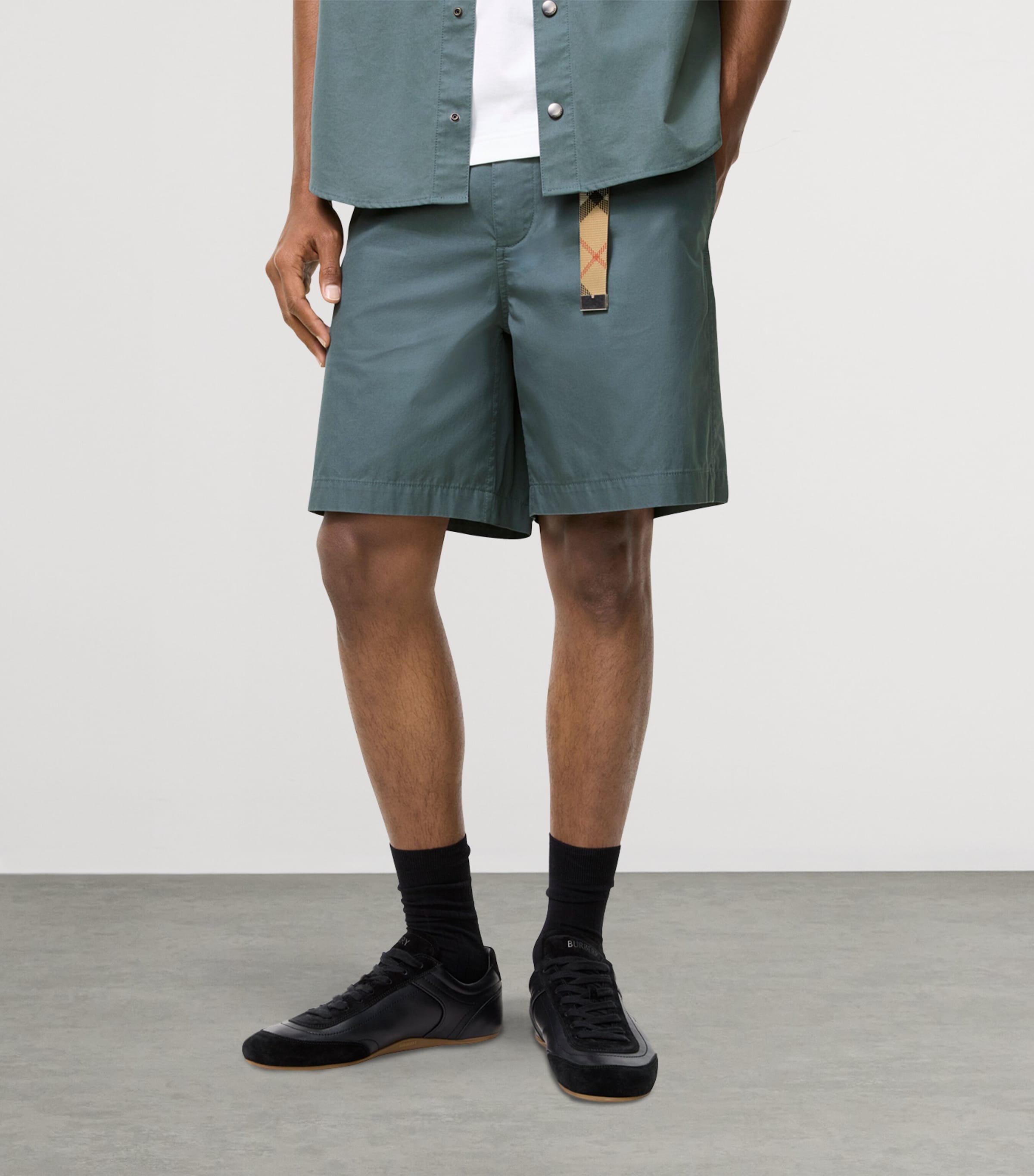 Burberry Mens Cotton Chino Shorts Seafarer Blue Image 2