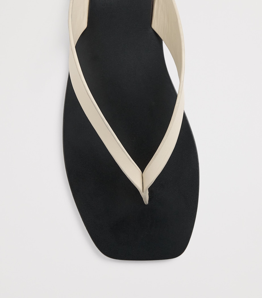 A.EMERY Leather Kinto Flip Flops Eggshell/ Black Image 6