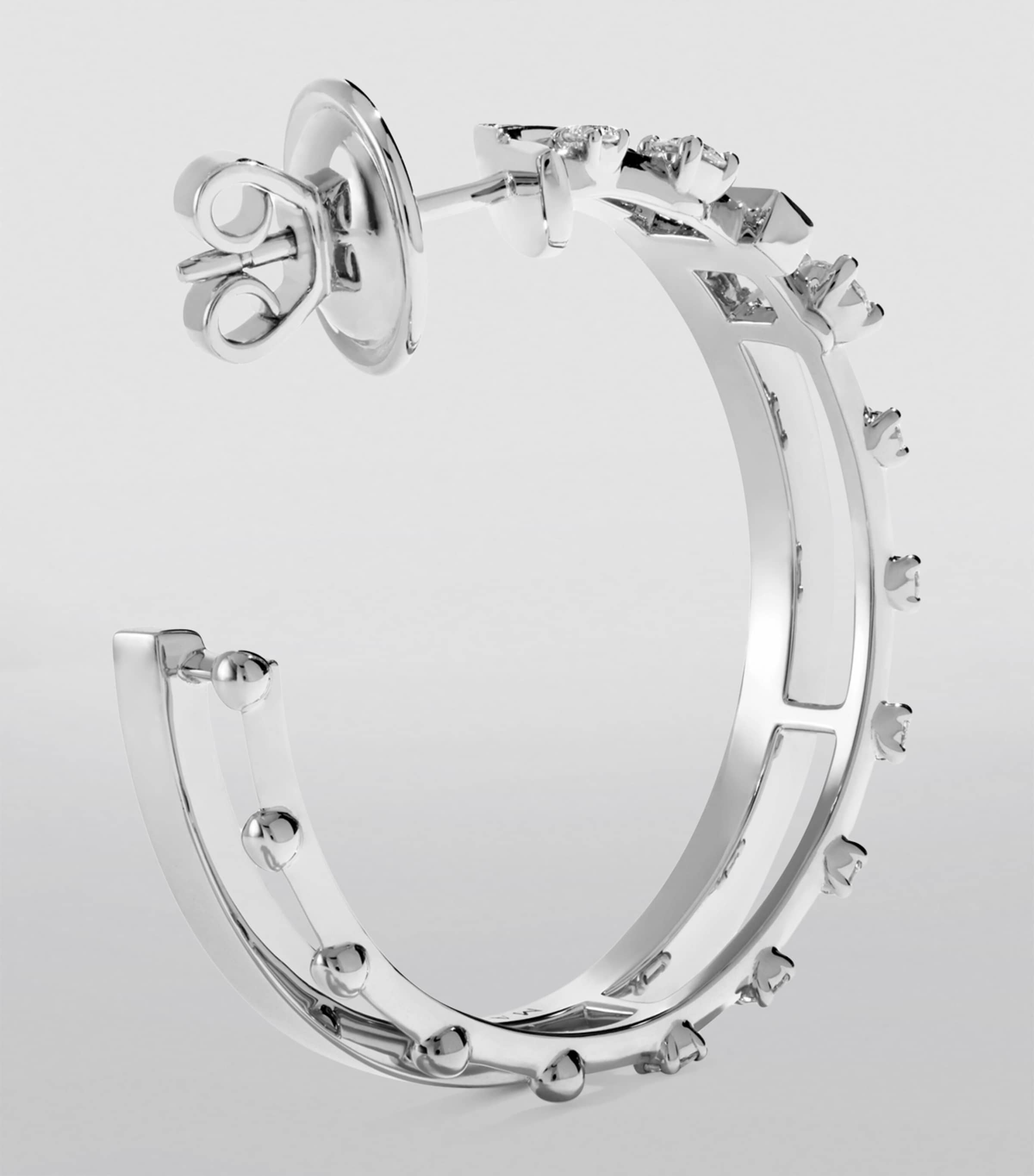 White Gold and Diamond Avenues Hoop Earrings WHITE GOLD Image 3