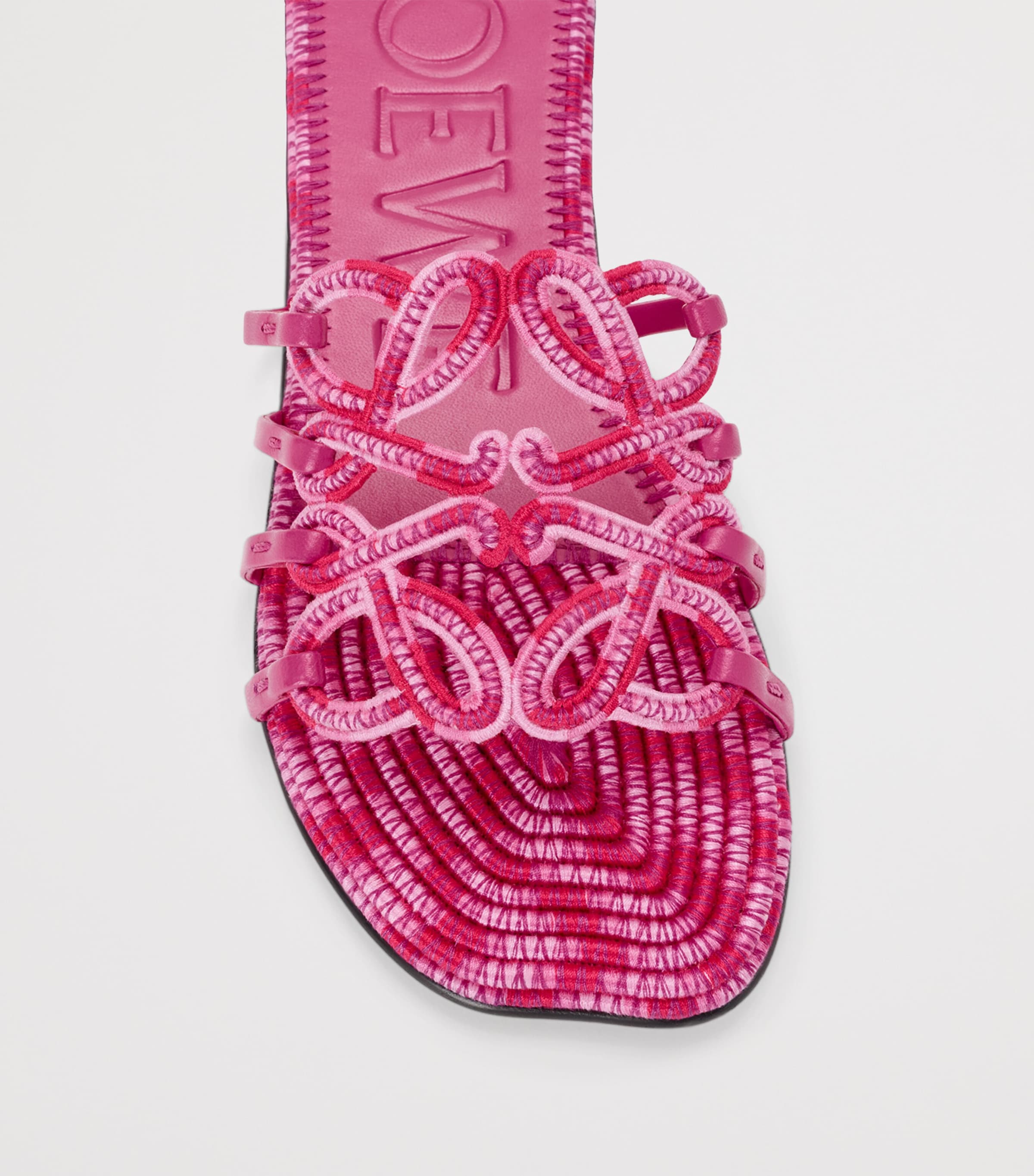 LOEWE x Paula's Ibiza Leather Embroidered Petal Anagram Slides Orchid Image 4