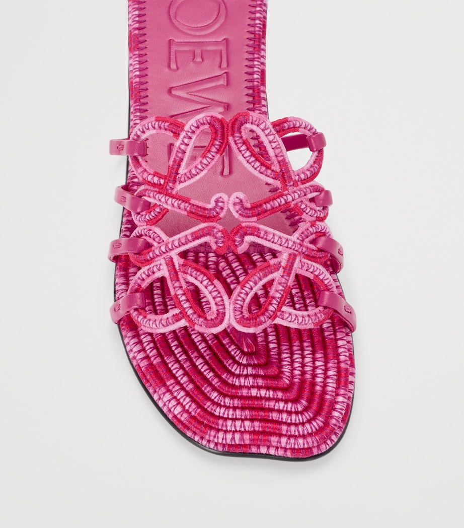 LOEWE x Paula's Ibiza Leather Embroidered Petal Anagram Slides Orchid Image 4