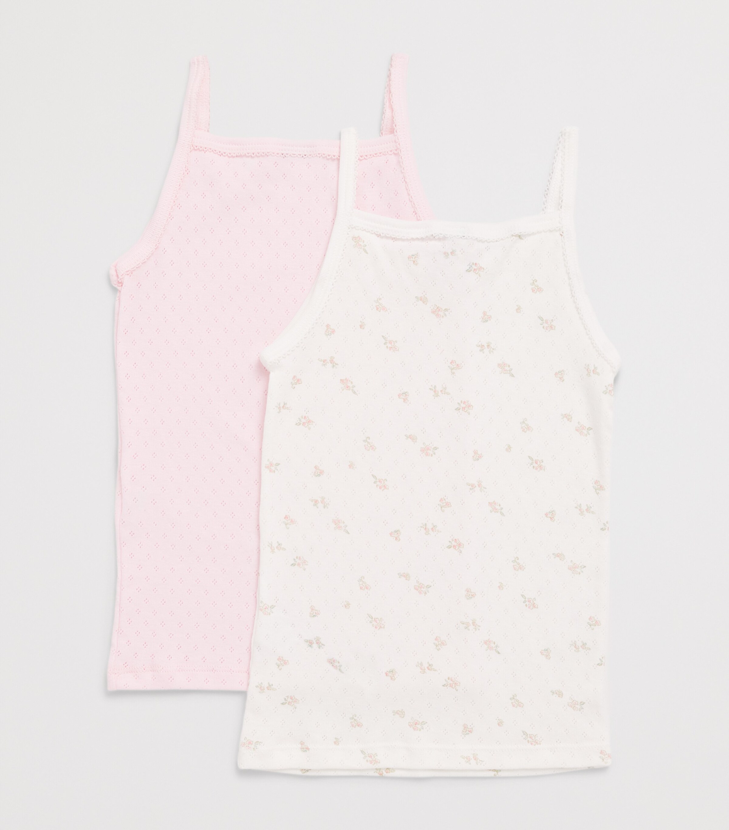 Petit Bateau Set of 2 Cotton Pointelle Cami Tops (4-12 Years) Image 2