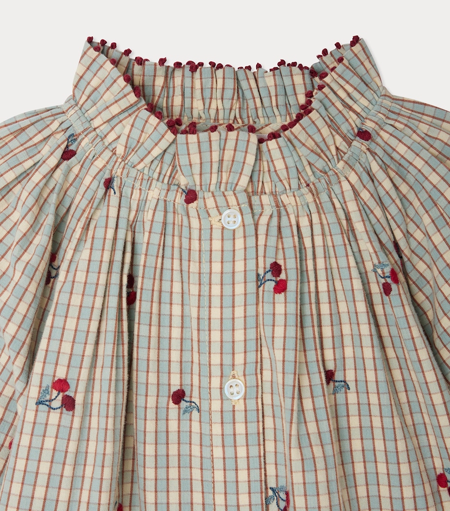 Cotton Embroidered Check Blouse (10-14 Years) CA CIEL Image 3
