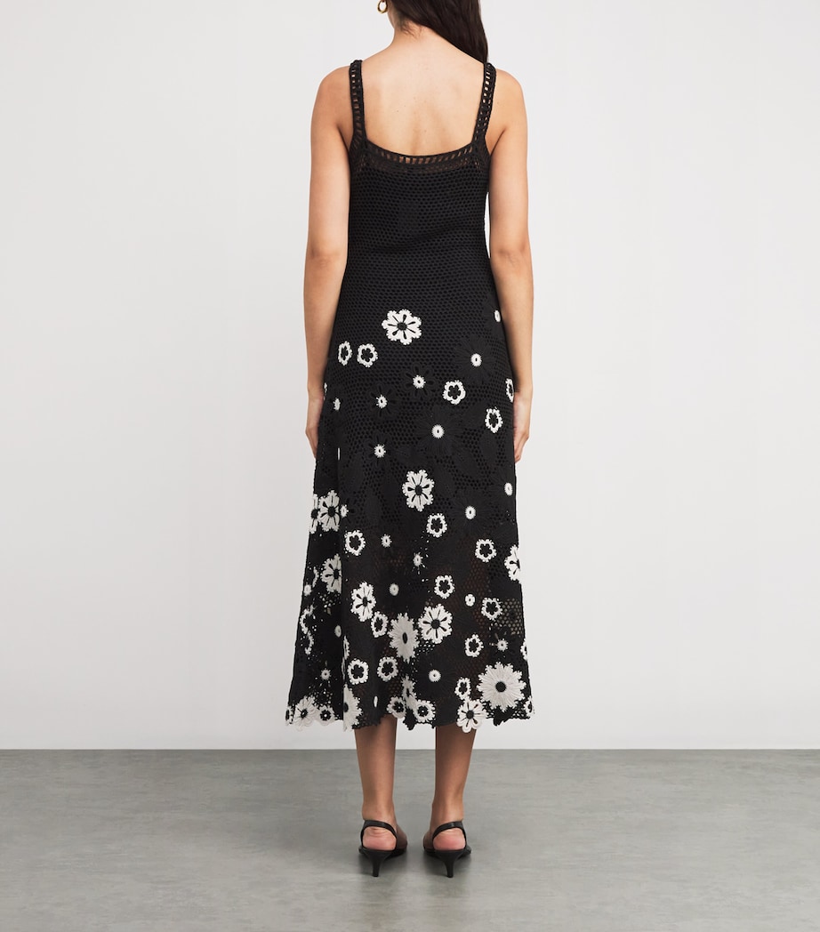 Cotton Crochet Midi Dress BLACK / WHITE Image 3