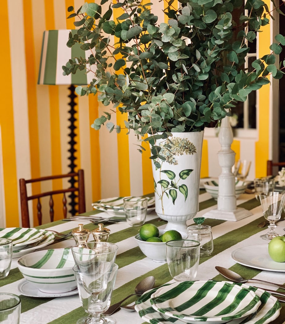 Summerill & Bishop Linen Stripe Tablecloth (165cm x 380cm) Green Image 5