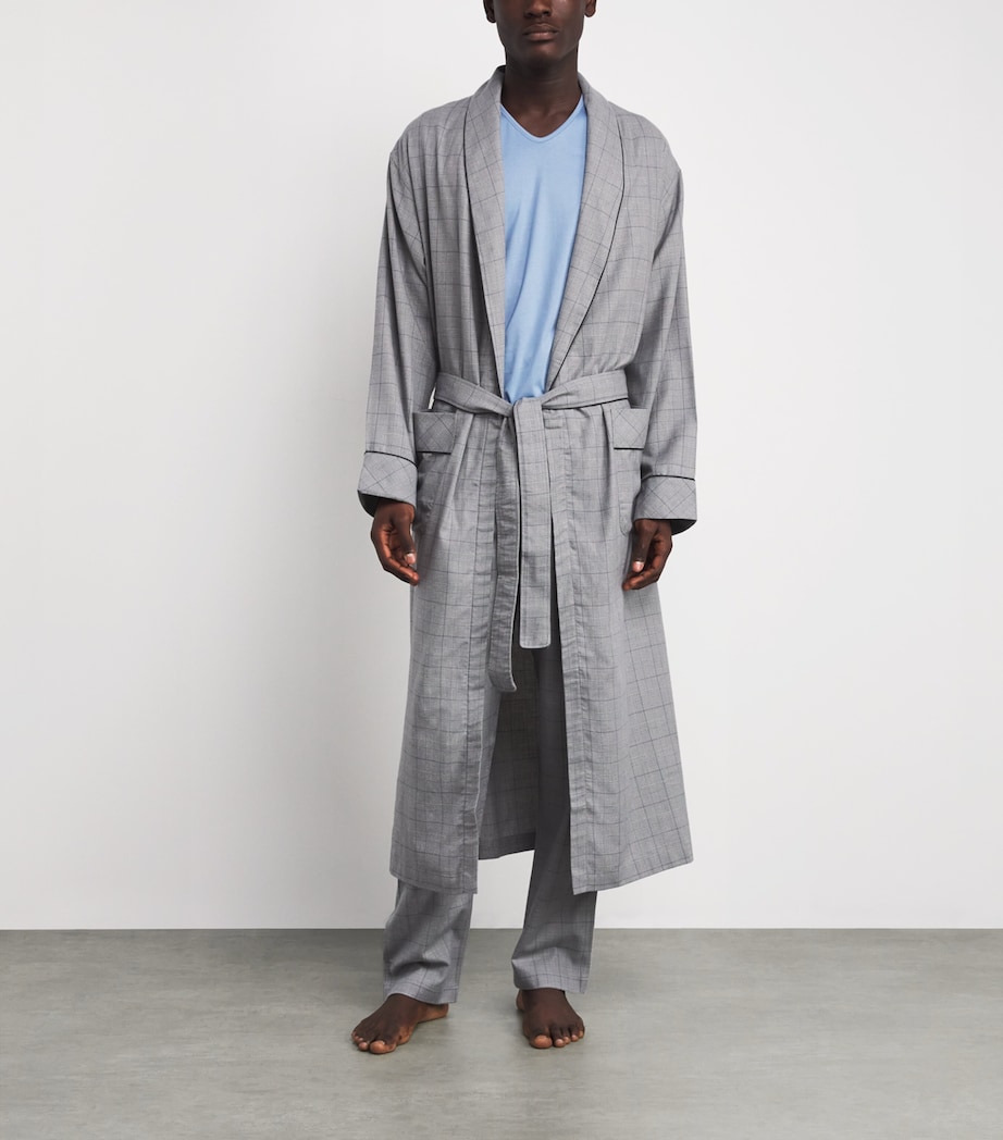 Cotton-Wool Flannel Robe 075 DARK GREY CHECK Image 2