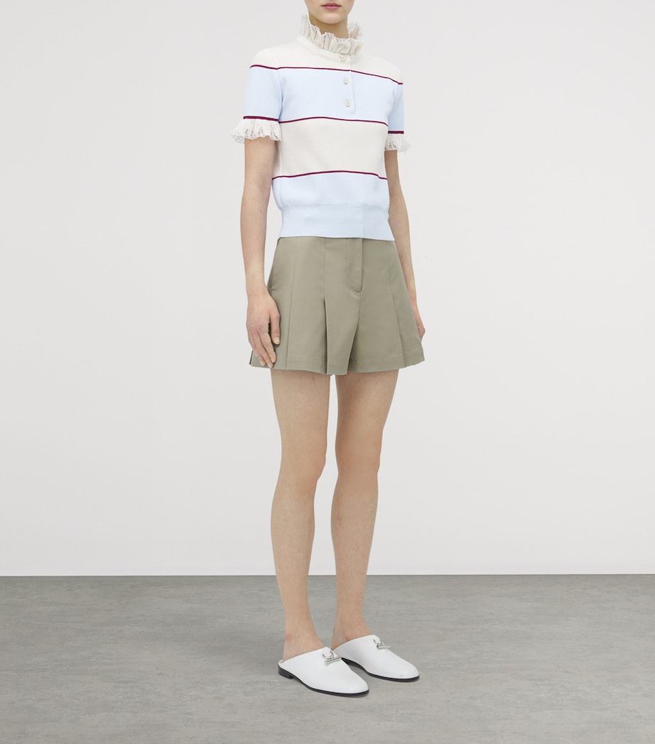 Lace-Trim Stripe Polo Shirt 4332 Image 3