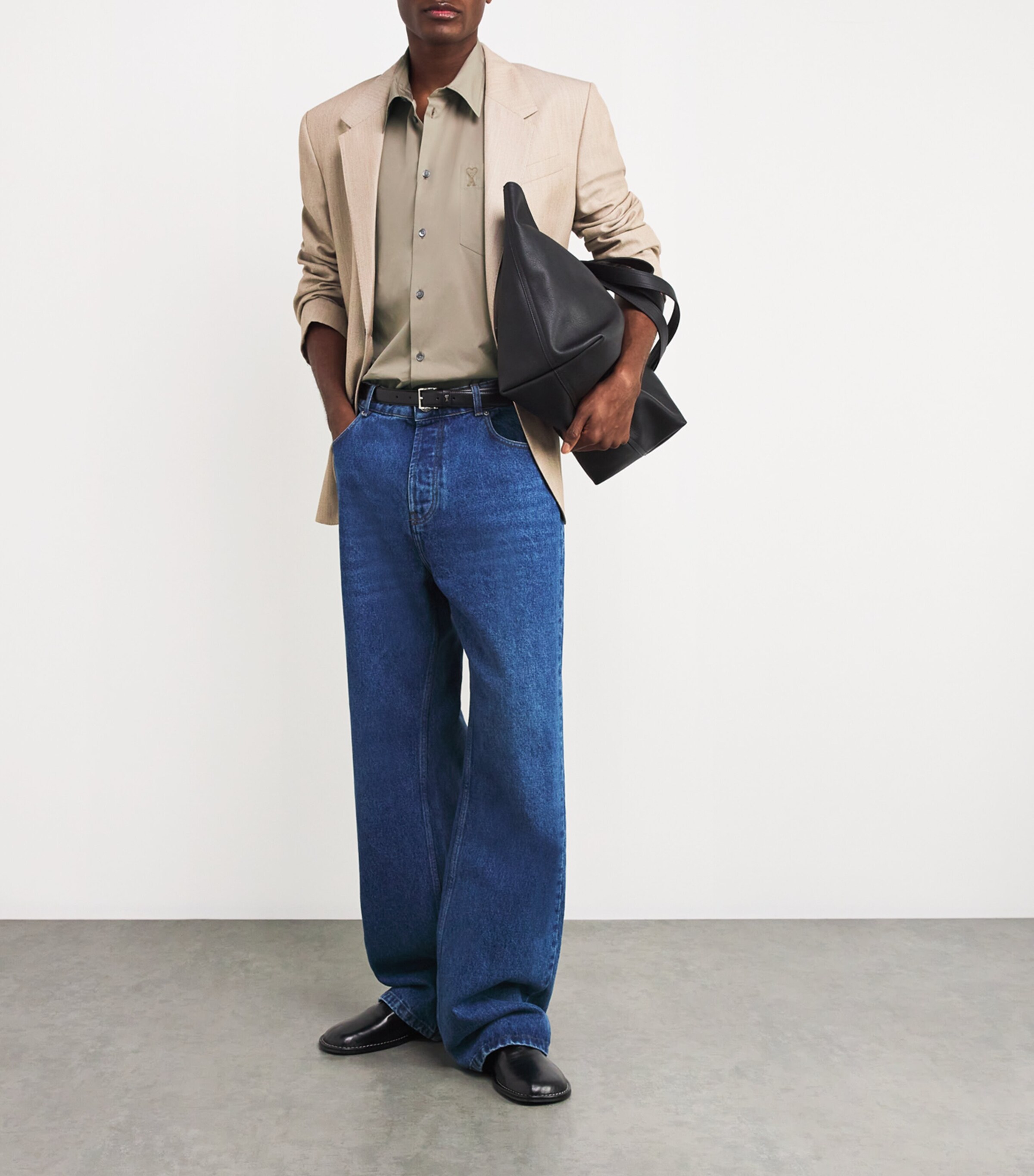 AMI Paris Mens Cotton Oversized Short-Sleeve Shirt Image 2