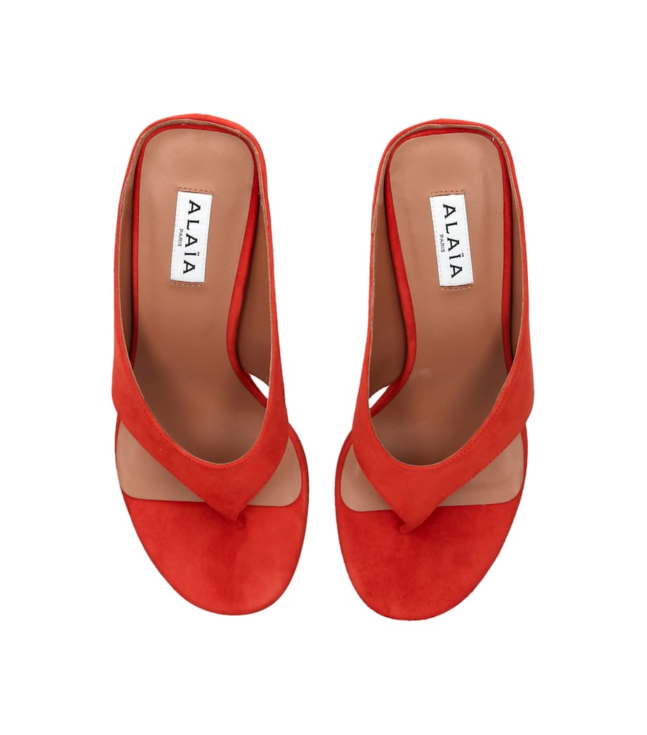 Alaïa Suede Cube Wedge Sandals 75 Orange Image 4