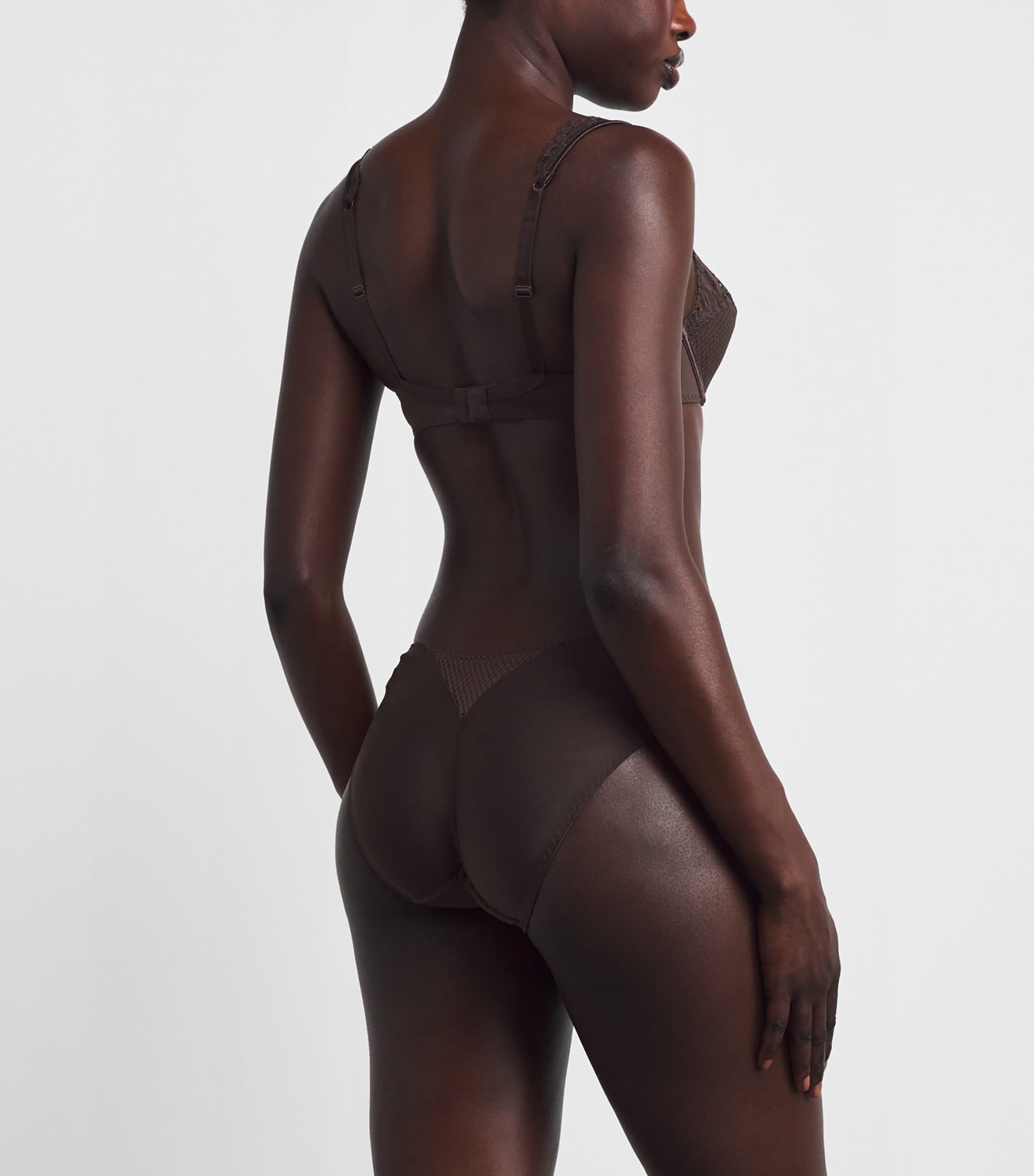 Maison Lejaby Womens Cotton Lace-Detail Gaby Briefs Cola Image 3